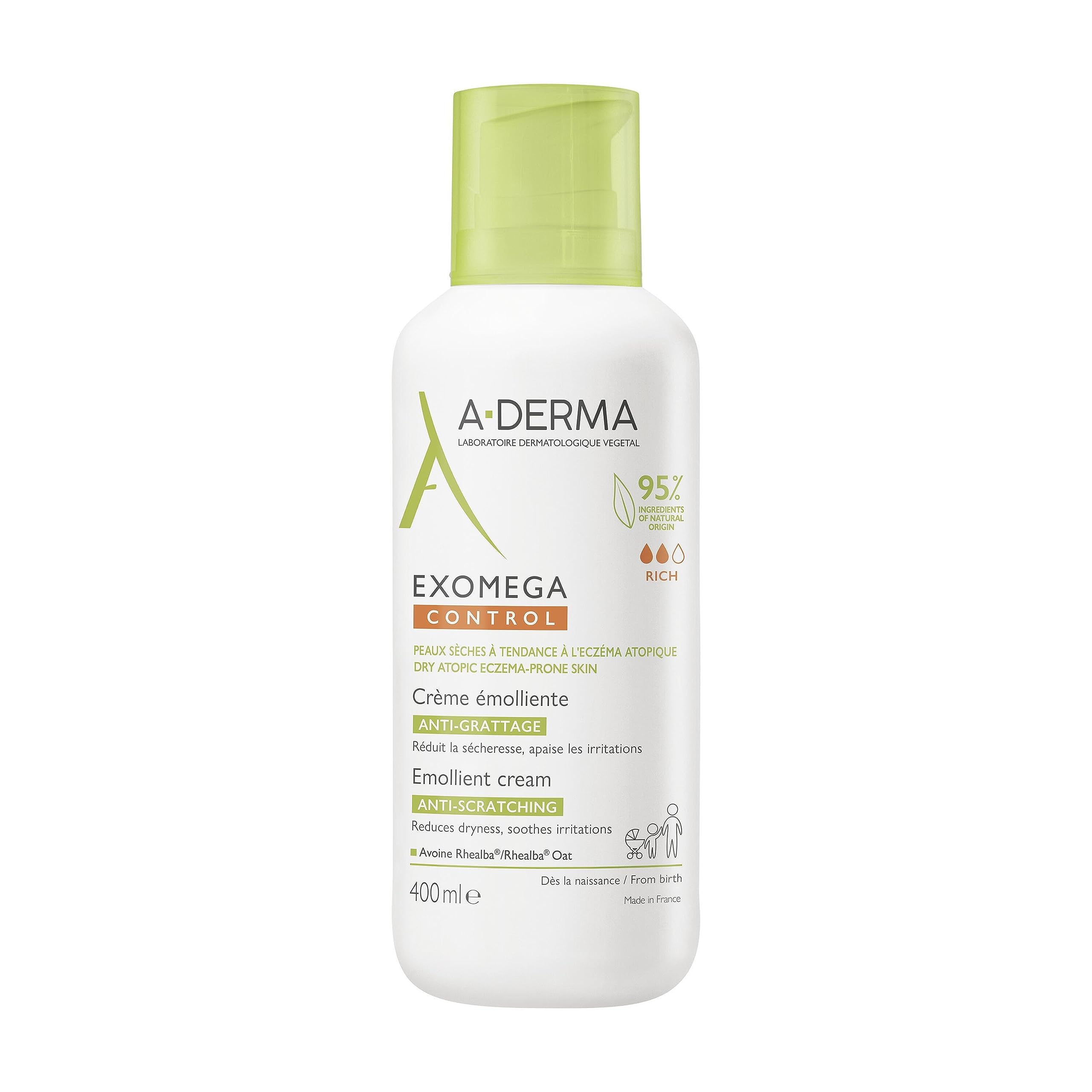 Flacon A-Derma Exomega Crème Emolliente, hydratation douce au quotidien