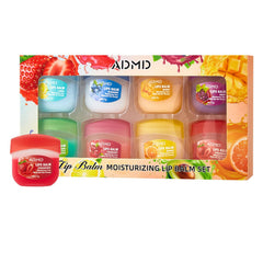 ADMD conjunto-de-8-sabores-fruta-balsamo-labial, hidratacion diaria