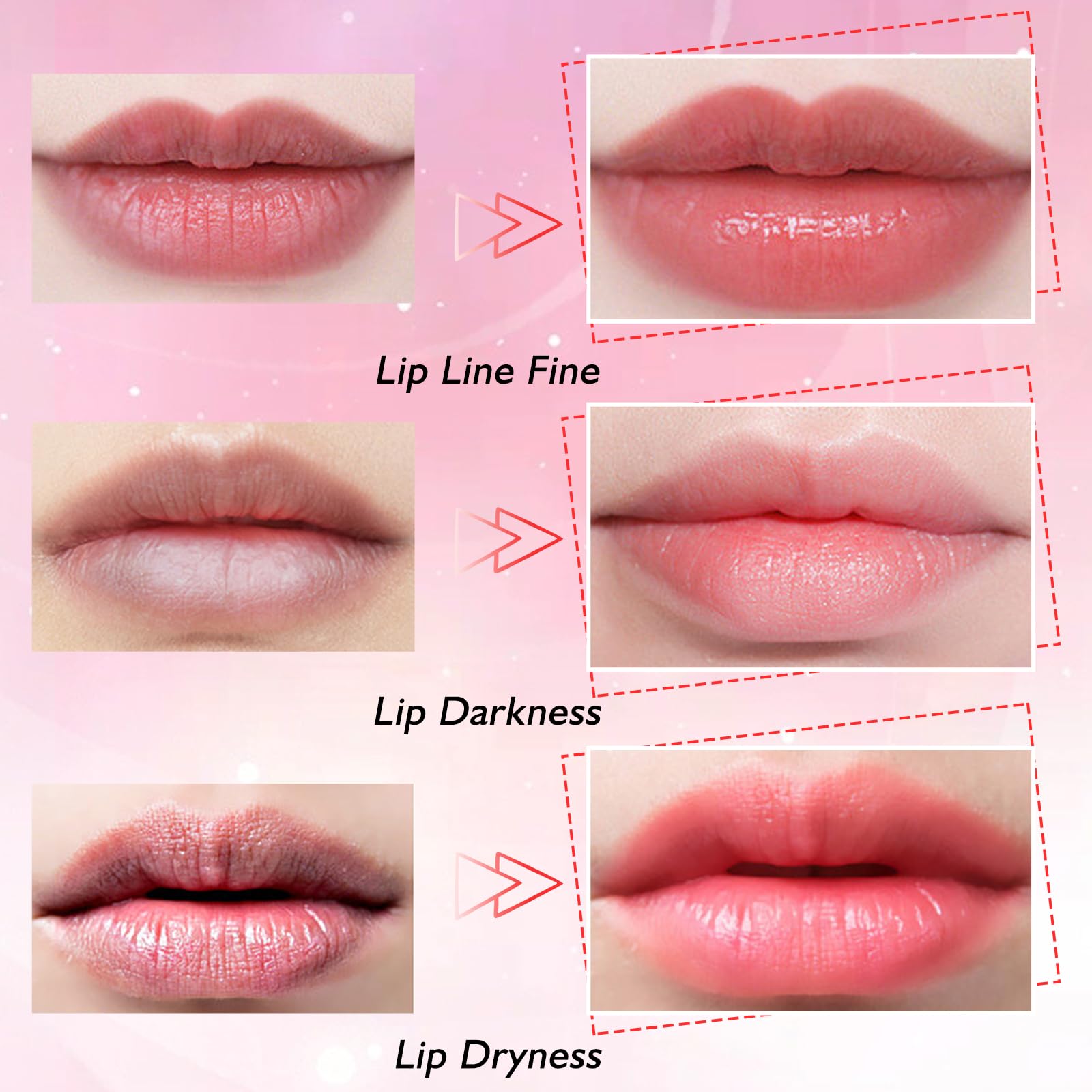 Mascarilla de labios cristal Adofect con colágeno, hidratación profunda para labios secos.