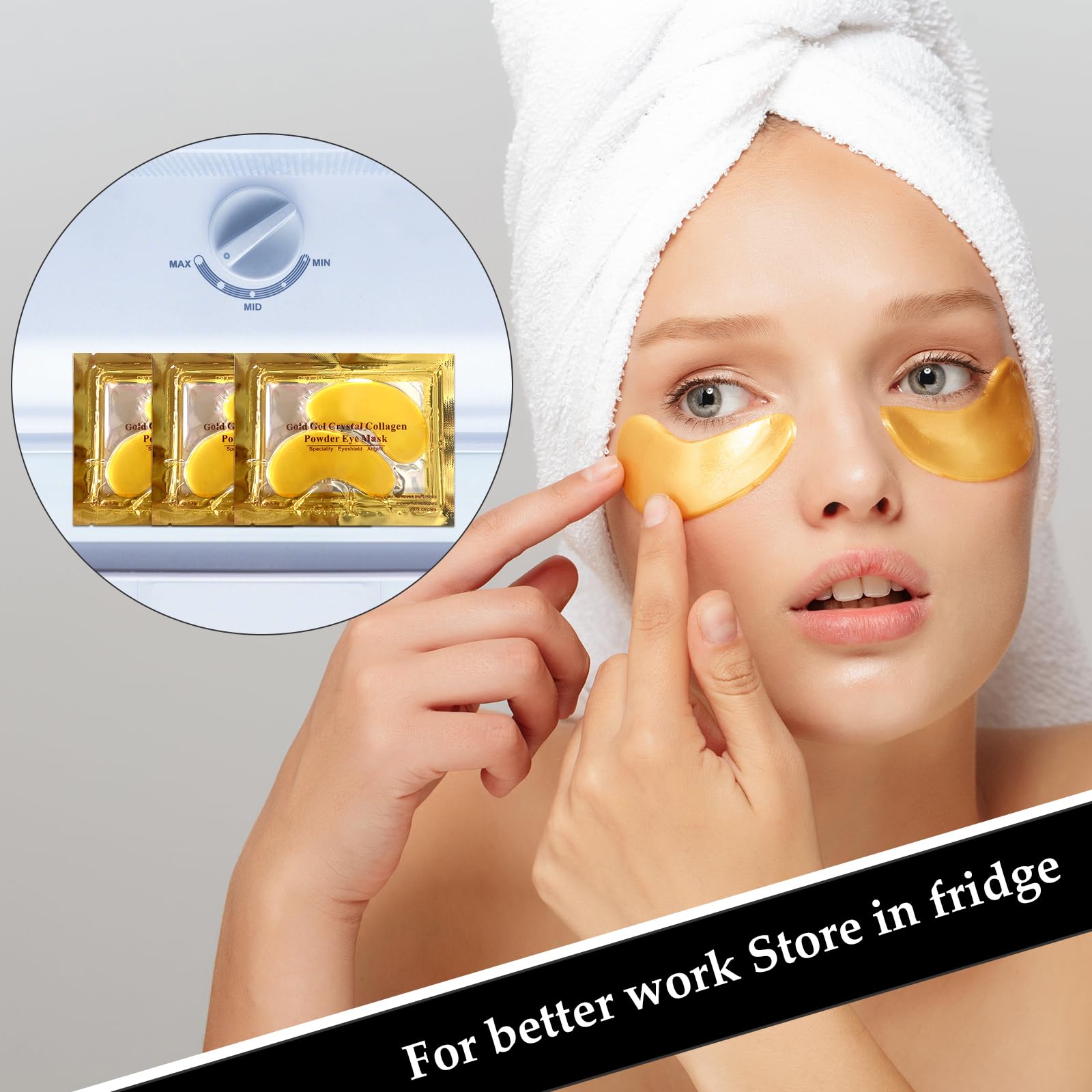 Adofect parches ojos con 24K oro para desintoxicación y energía.