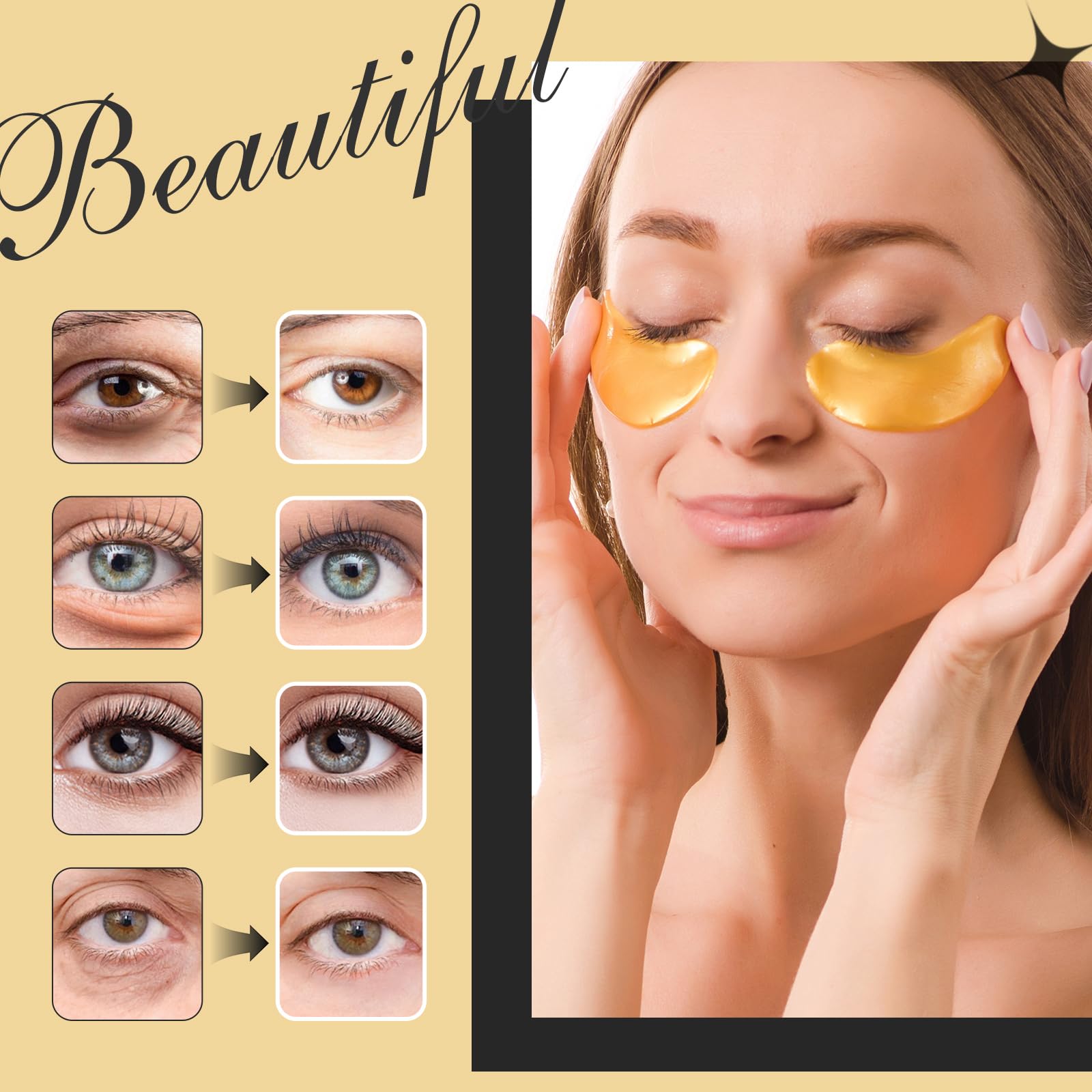 Parches oculares Adofect ofrecen firmeza para un contorno más juvenil.