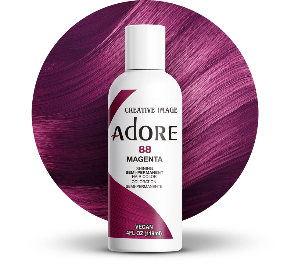 Adore 088 Magenta en botella, listo para aplicar, color vibrante semipermanente.