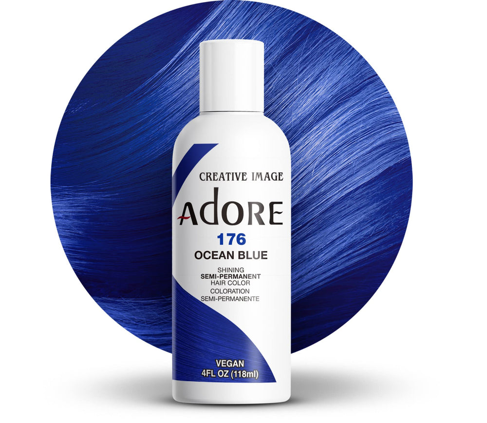Adore color pelo 176 azul oceano en botella para aplicación rápida y uniforme.