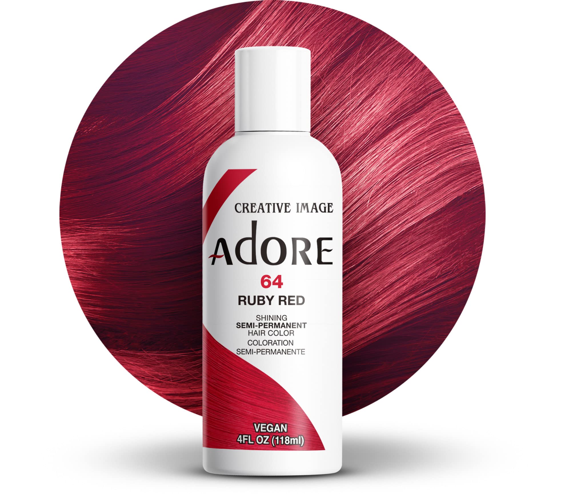 Adore 064 Rubí Rojo, color rubí en botella, cobertura vibrante para uso diario.