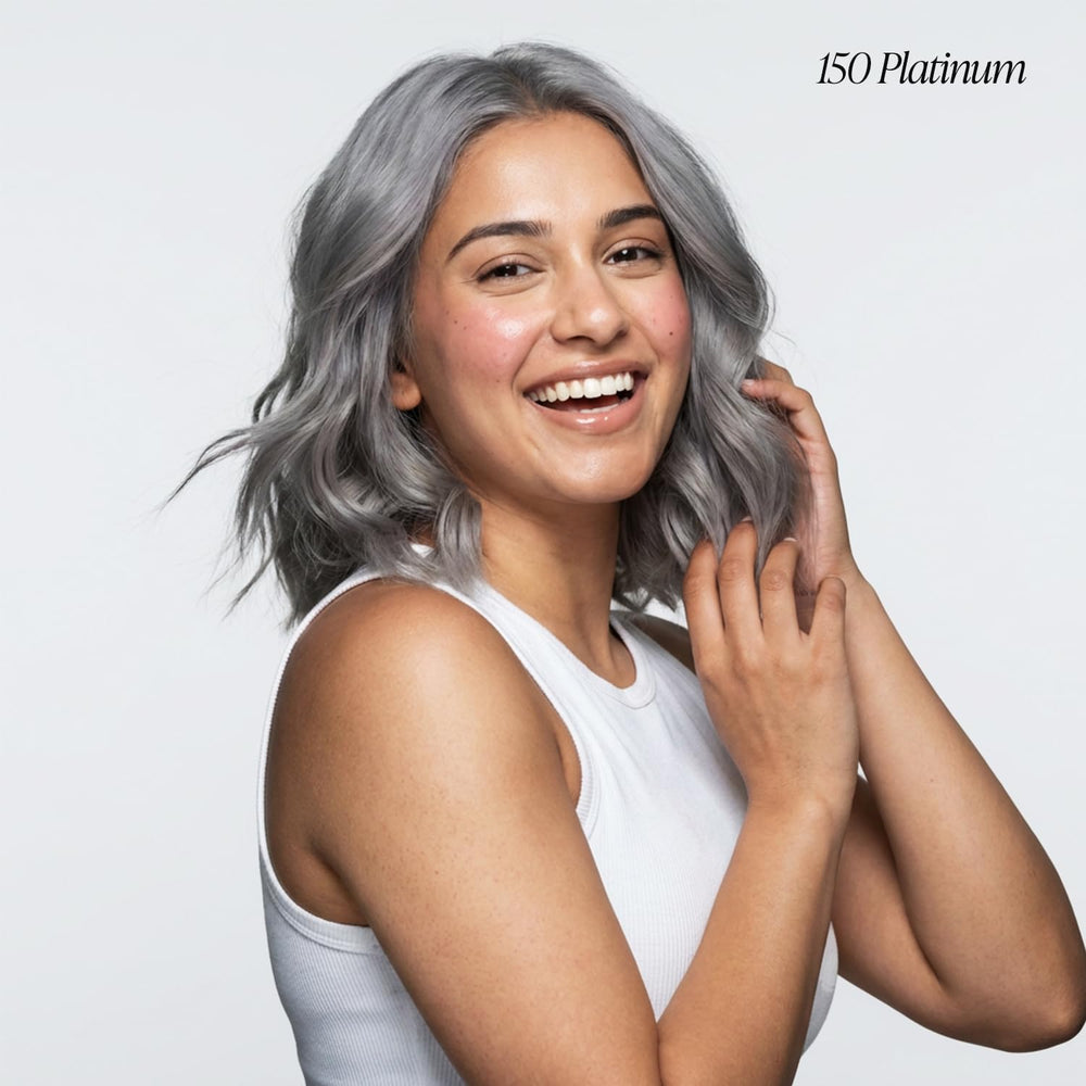 Adore Color Semipermanente 150 Platinum: aplicación fácil para cubrir canas en cabello gris.