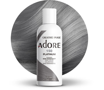 Adore Color Semipermanente 150 Platinum: frasco para uso en casa con color gris intenso.