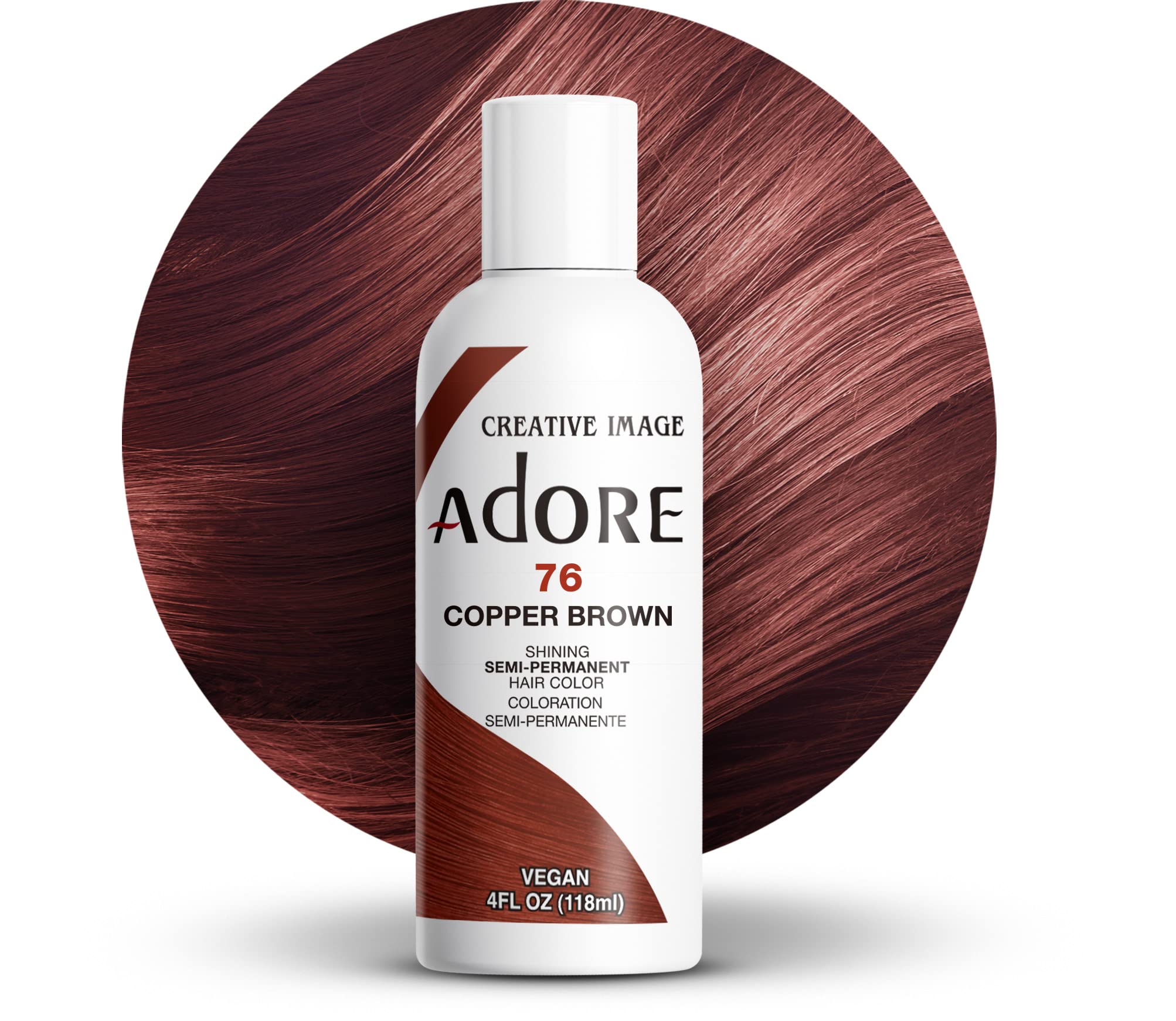 Adore color semipermanente cobre marrón, botella: cobertura duradera para cabello.