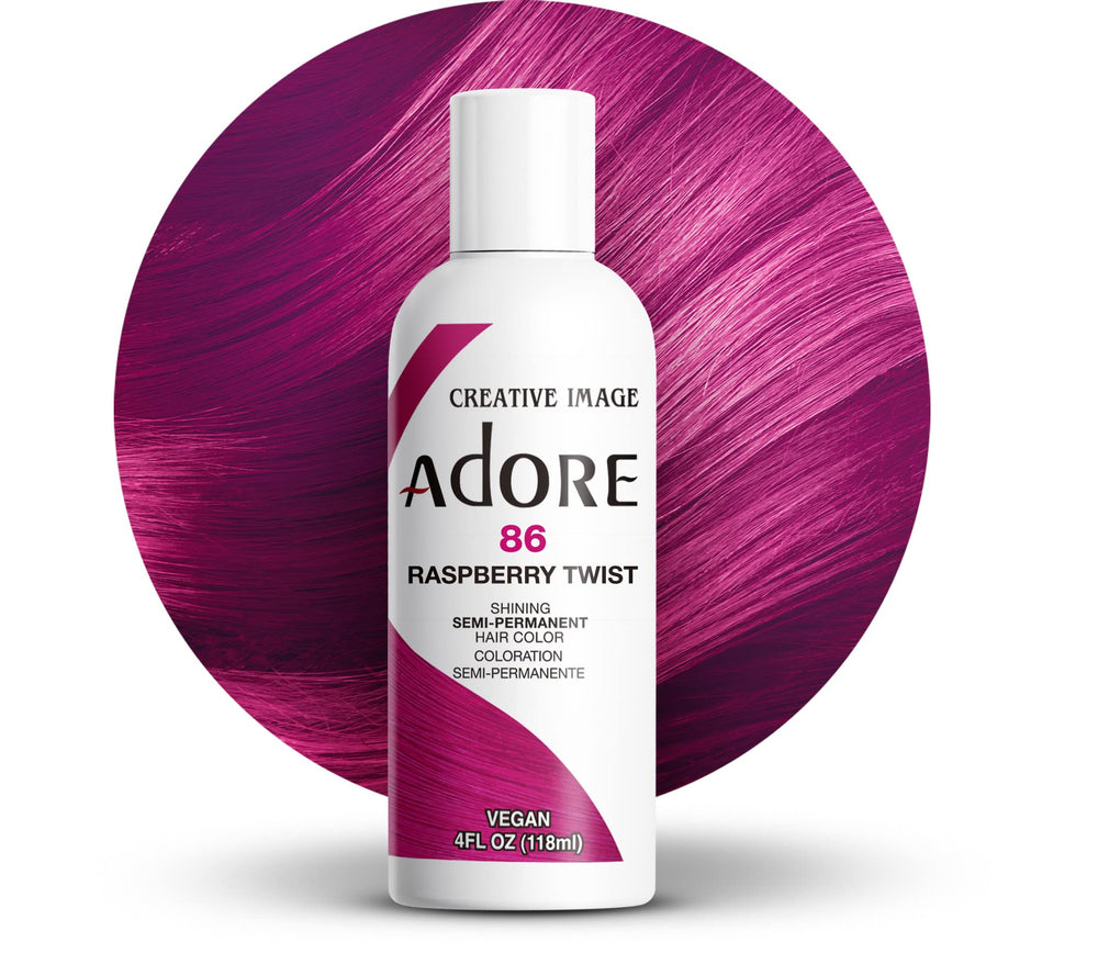 Adore Raspberry Twist, bote vibrante para color rosa intenso y duradero.