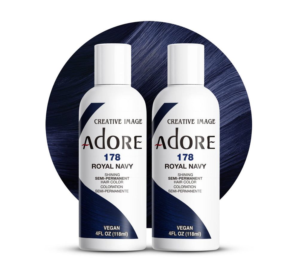 Adore 178 Royal Navy, botella frontal, color azul intenso y cobertura duradera