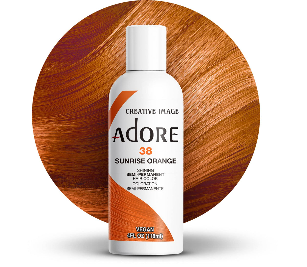 Adore Sunrise Orange: tinte en botella para color naranja intenso y duradero.