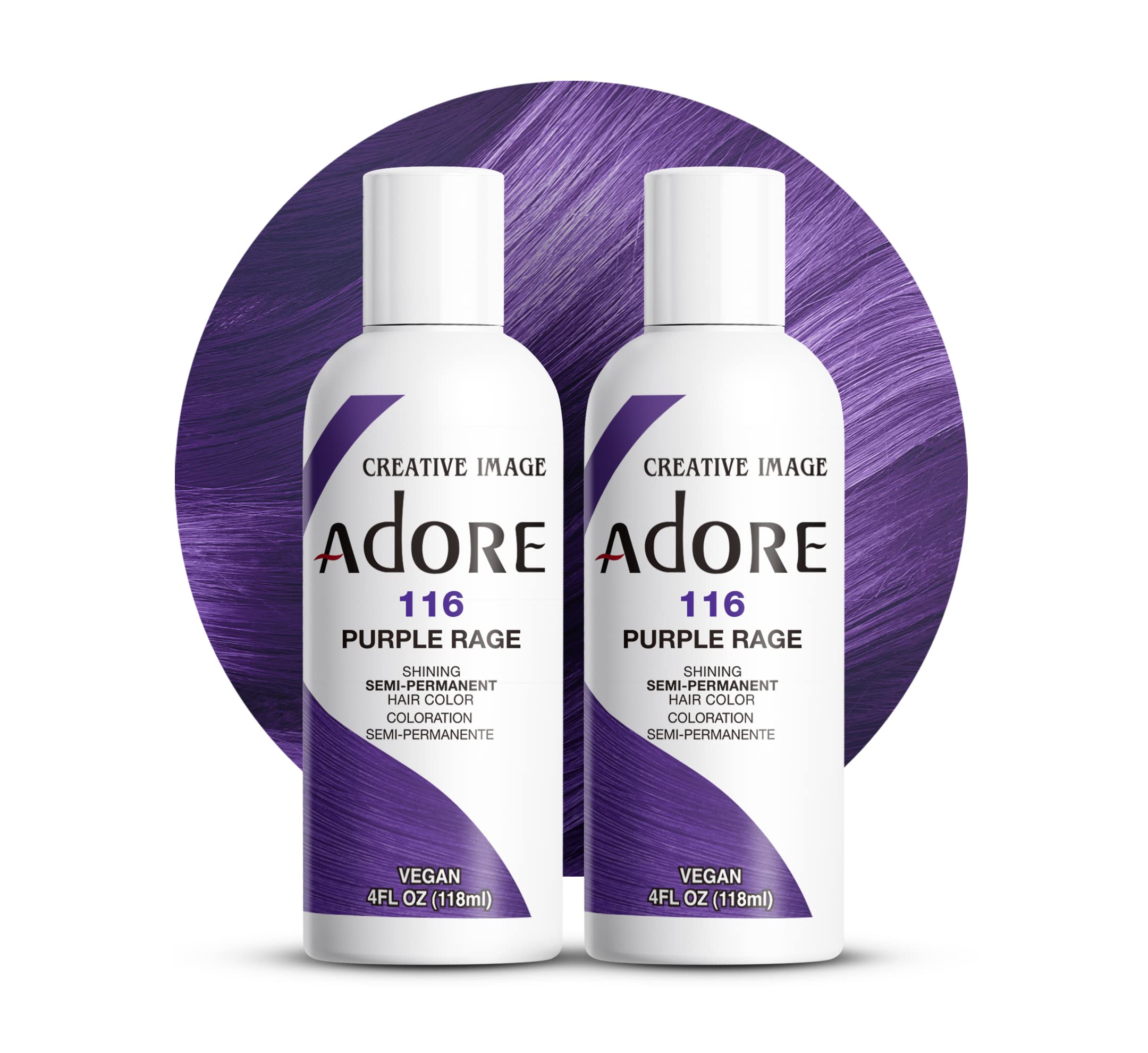 Adore 116 Rage: bote de tinte púrpura para color vibrante y duradero.
