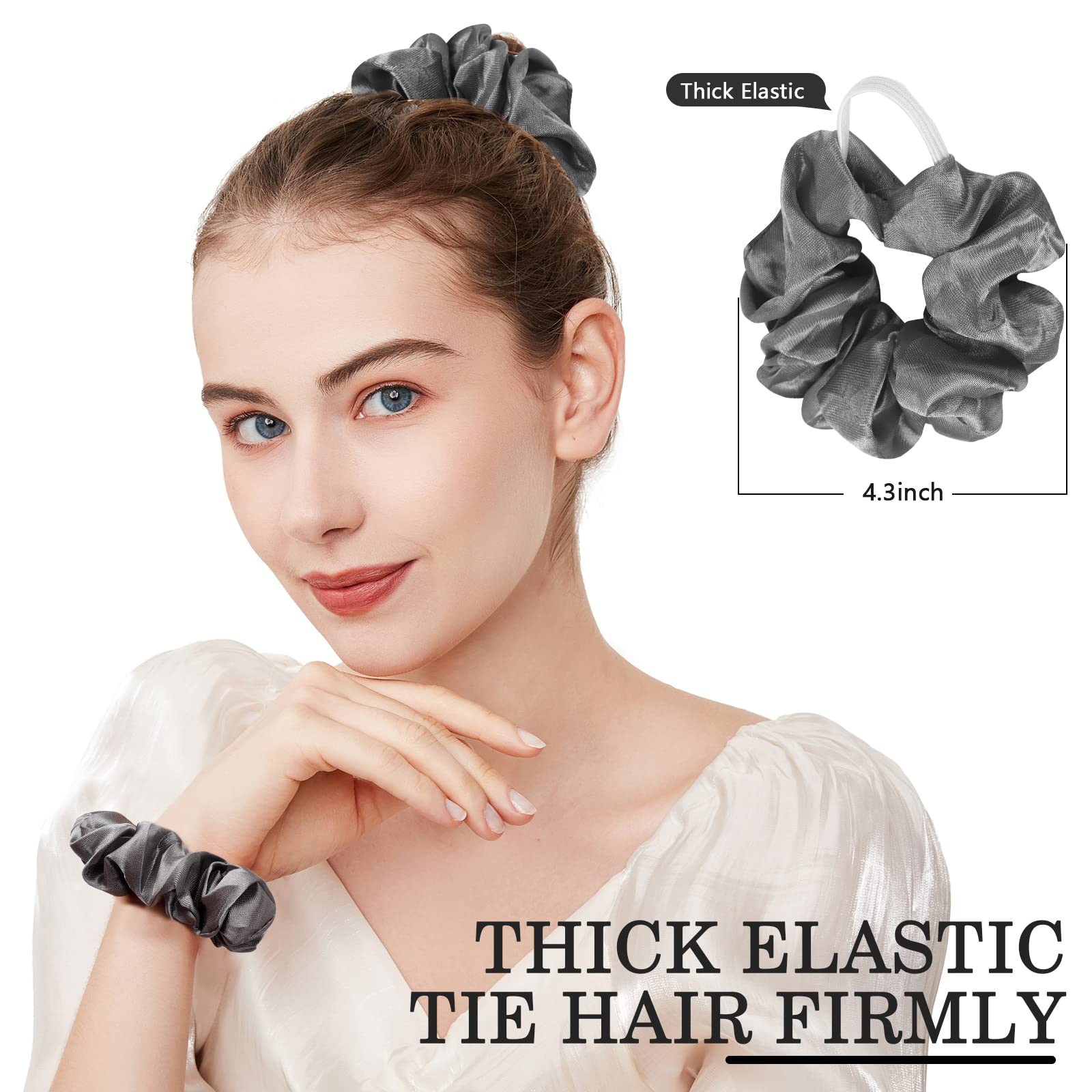 ADRIONE scrunchies satinados en caja regalo lista para regalar.