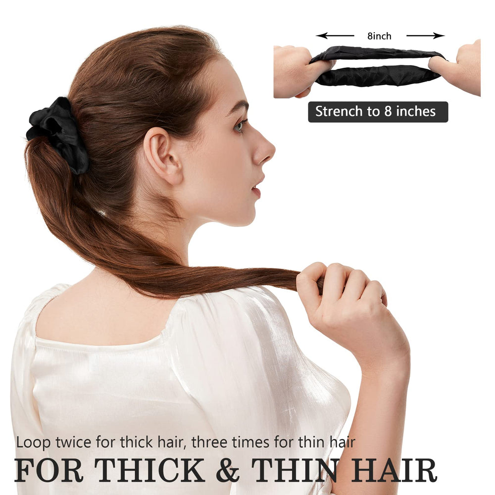 ADRIONE scrunchies satinados sin resbalón gracias al elástico interior de 6 mm.