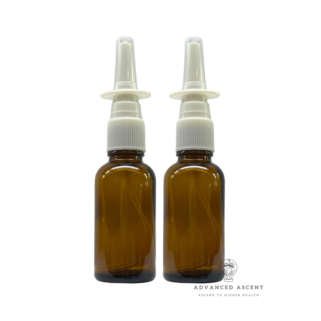 Atomizador nasal ADVANCED ASCENT de vidrio ámbar, 1 onza, protege soluciones de la luz.