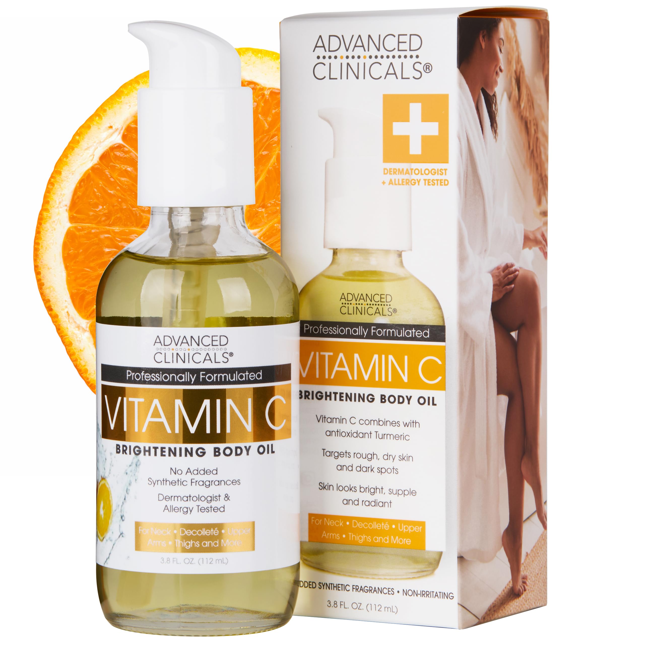 Advanced Clinicals Aceite corporal Vitamina C en botella para piel radiante