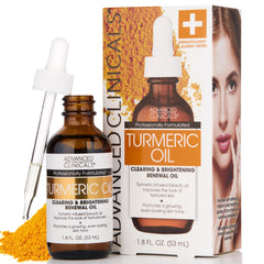 Advanced Clinicals aceite curcuma rostro en bote, hidrata suavemente la piel.
