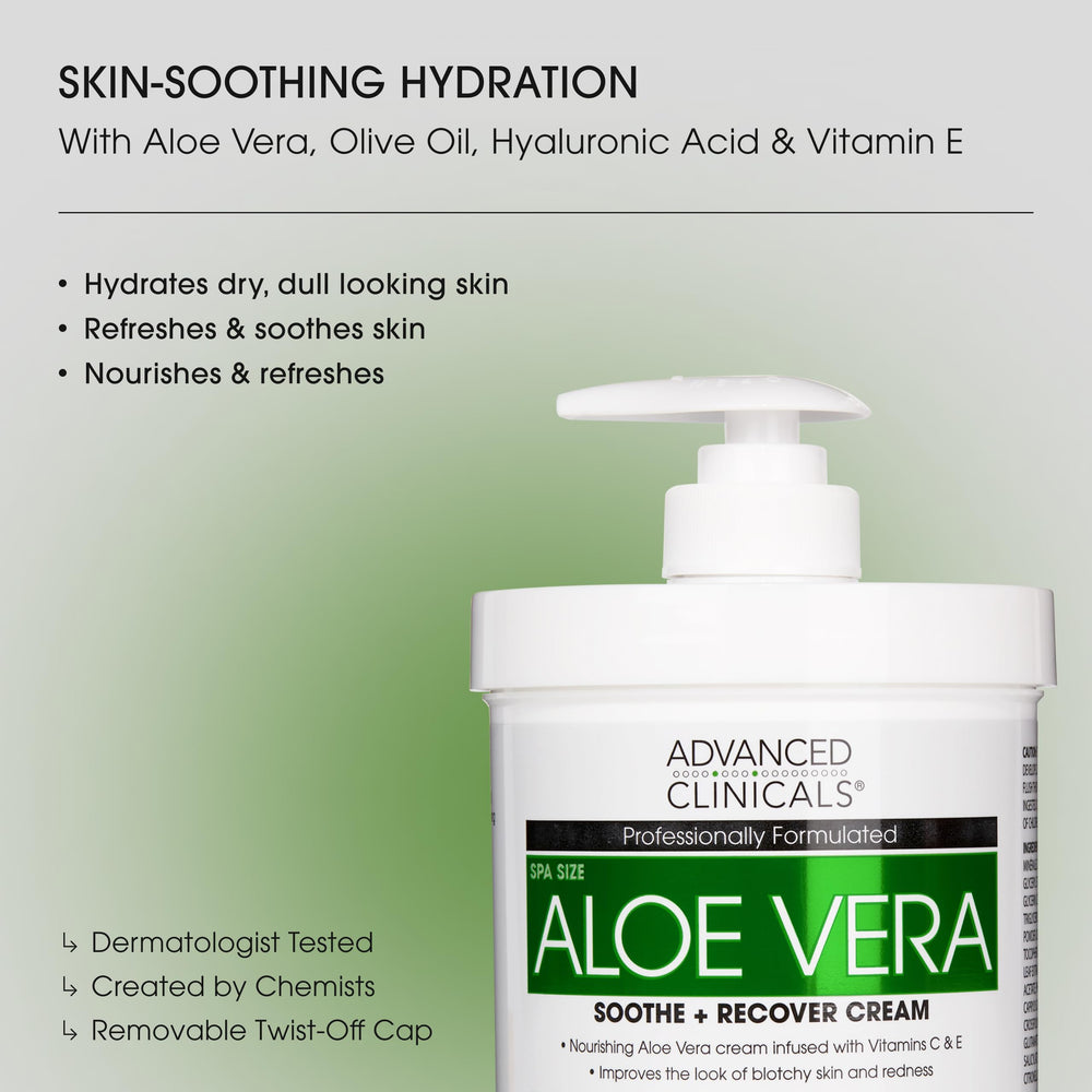 Loción de aloe vera Advanced Clinicals con aceite de oliva para suavidad de la piel