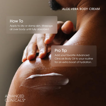 Aplicación suave de Advanced Clinicals para piernas y brazos tras la ducha