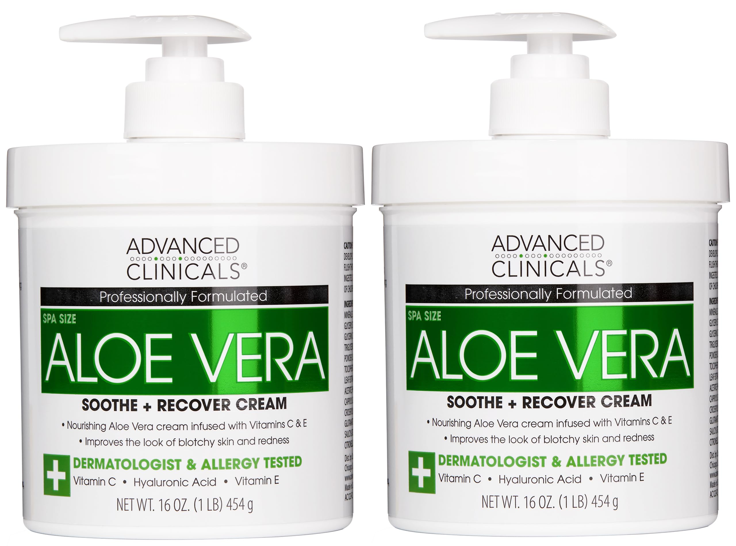Advanced Clinicals loción de aloe vera, botella con bomba para hidratación rápida