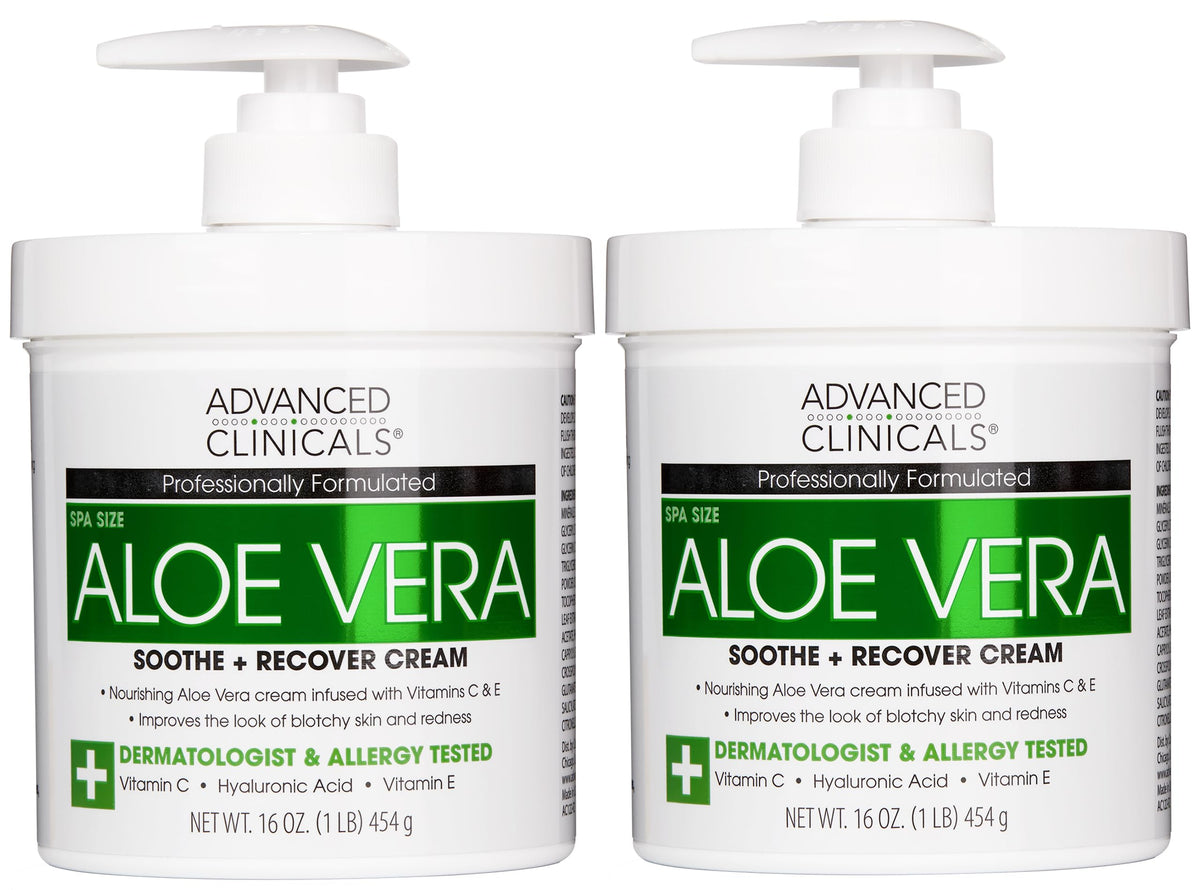 Advanced Clinicals loción de aloe vera, botella con bomba para hidratación rápida