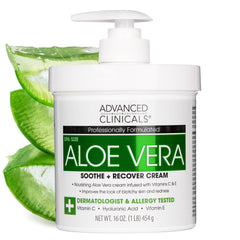 Advanced Clinicals Aloe Vera Lotion: botella vertiendo para hidratación suave