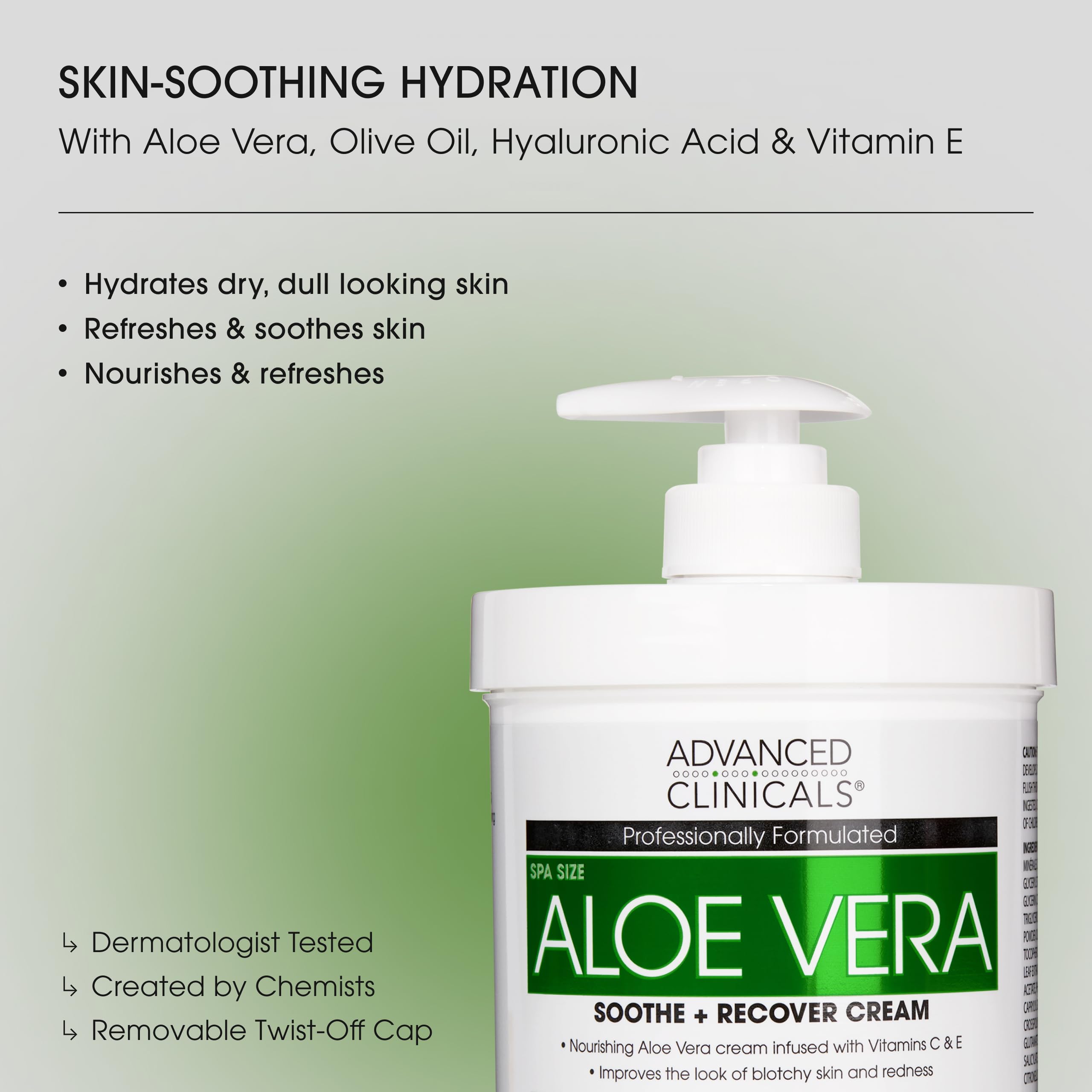 Textura cremosa de Advanced Clinicals Aloe Vera Lotion para piel suave