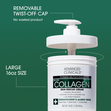 Aplicación de Advanced Clinicals Collagen Cream en brazos y manos.