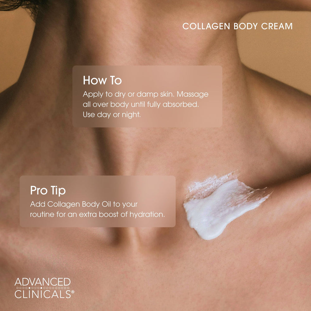 Piel más suave y firme tras aplicar Advanced Clinicals Collagen Cream.