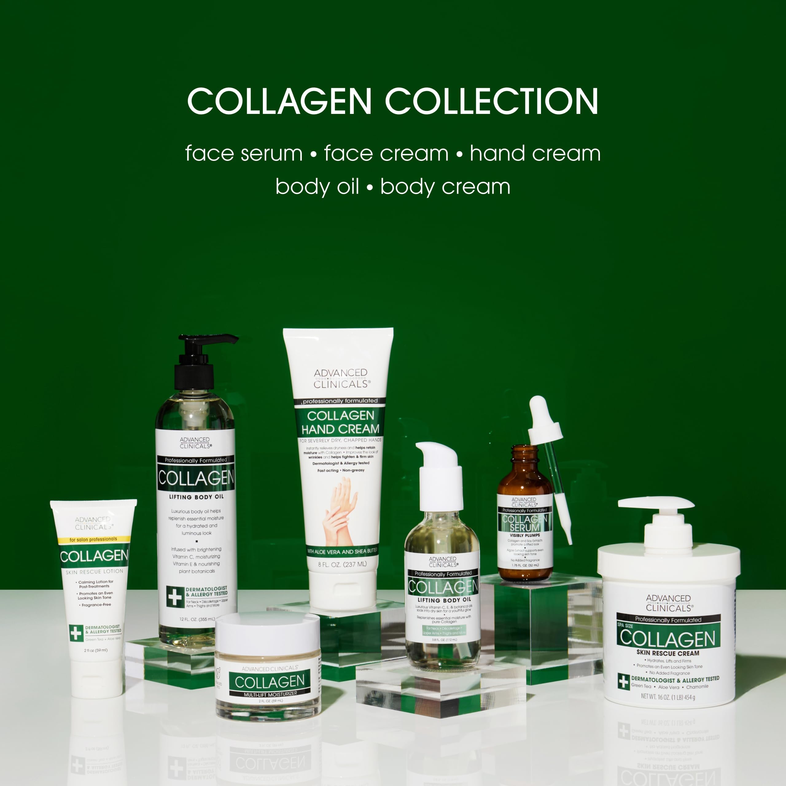 Uso diario en cuello y manos con Advanced Clinicals Collagen Cream.