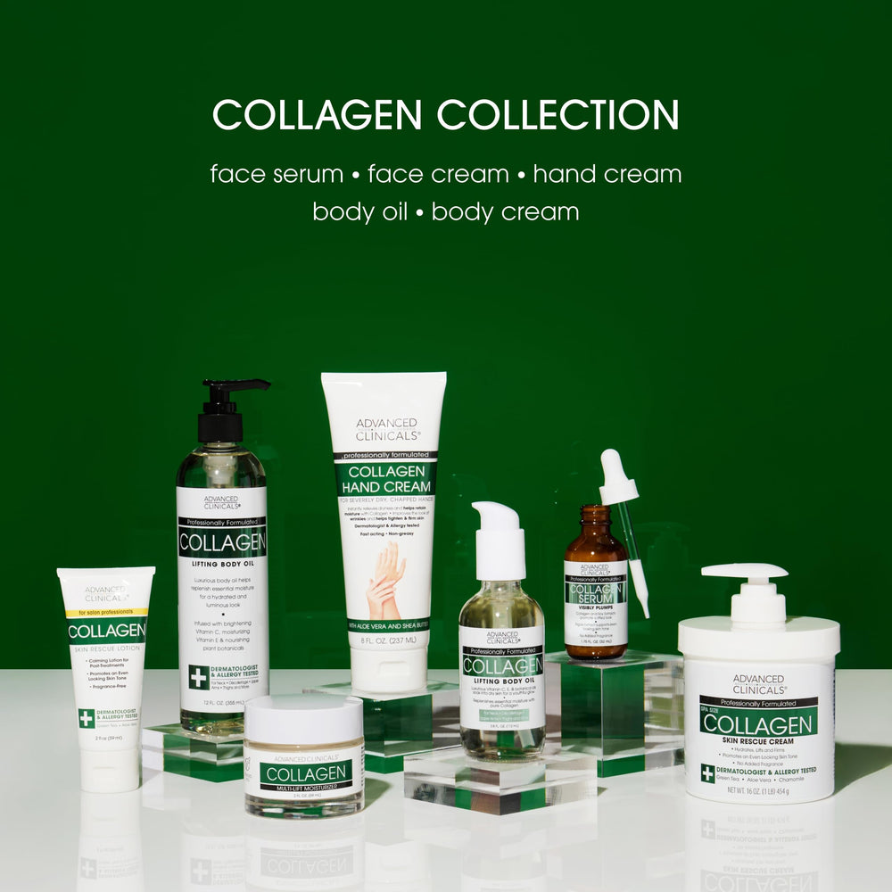 Uso diario en cuello y manos con Advanced Clinicals Collagen Cream.