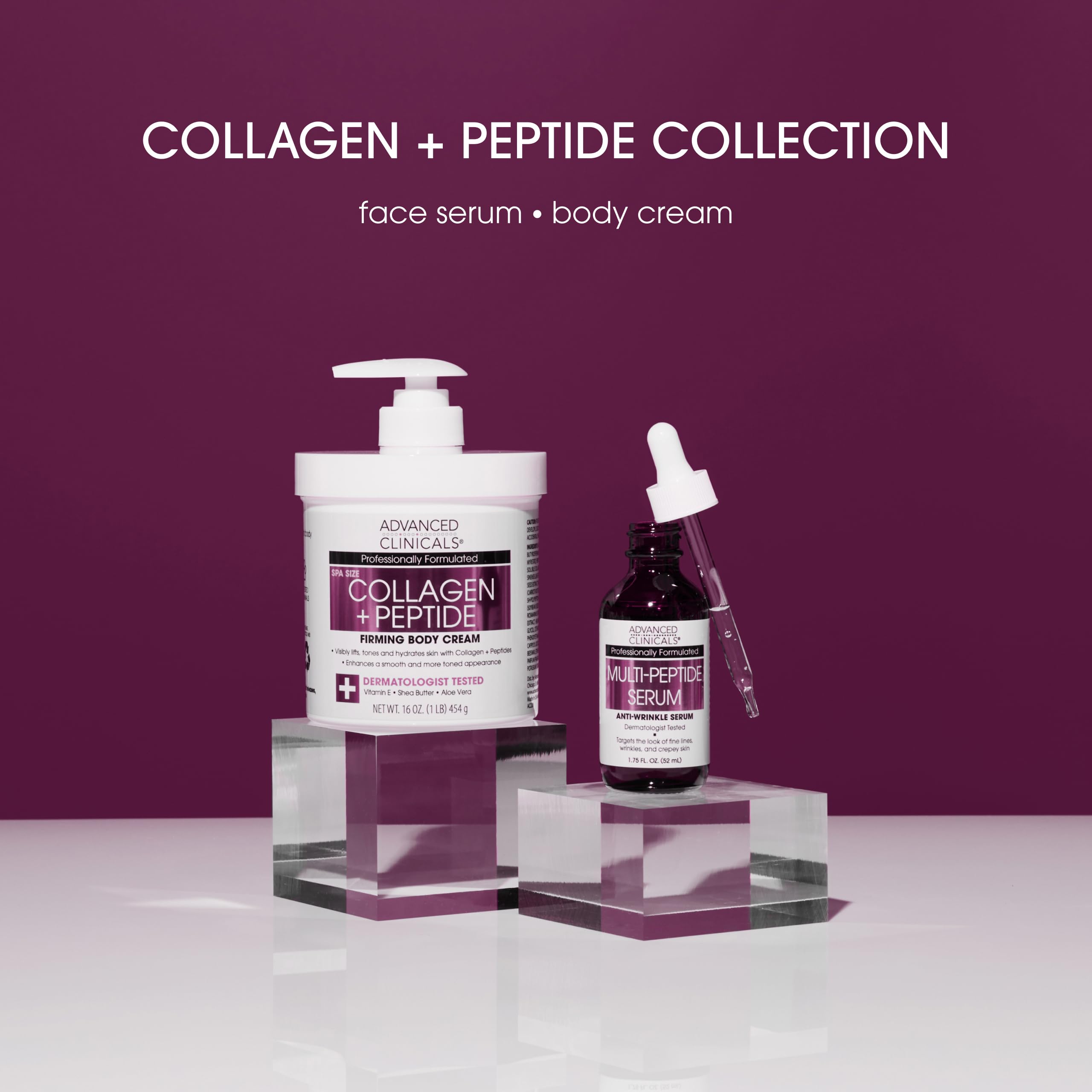Advanced Clinicals Collagen Peptides - Soin 2-en-1 pour corps et visage.