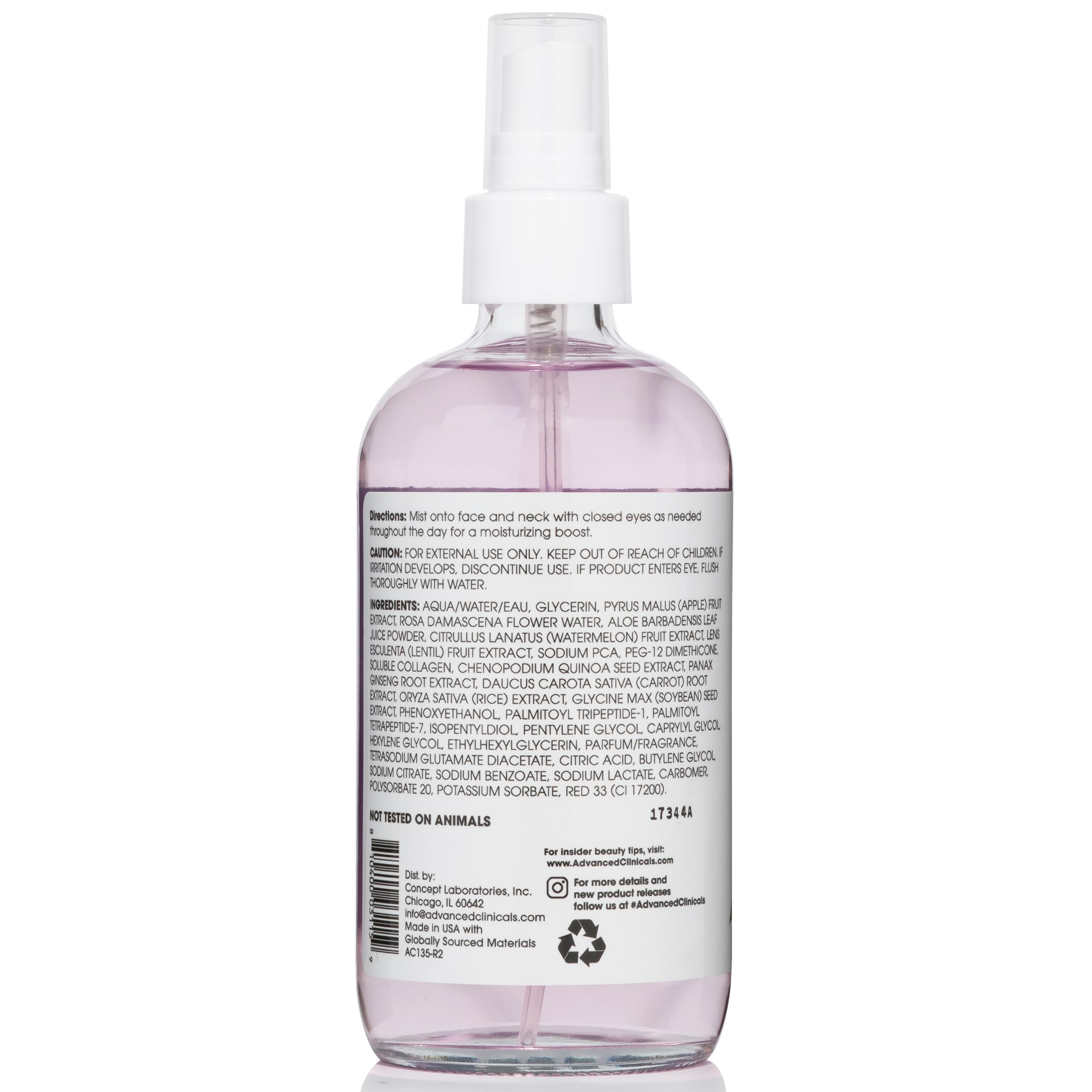 Advanced Clinicals Collagen Rosewater Face Mist brand logo close-up for trusted routine.