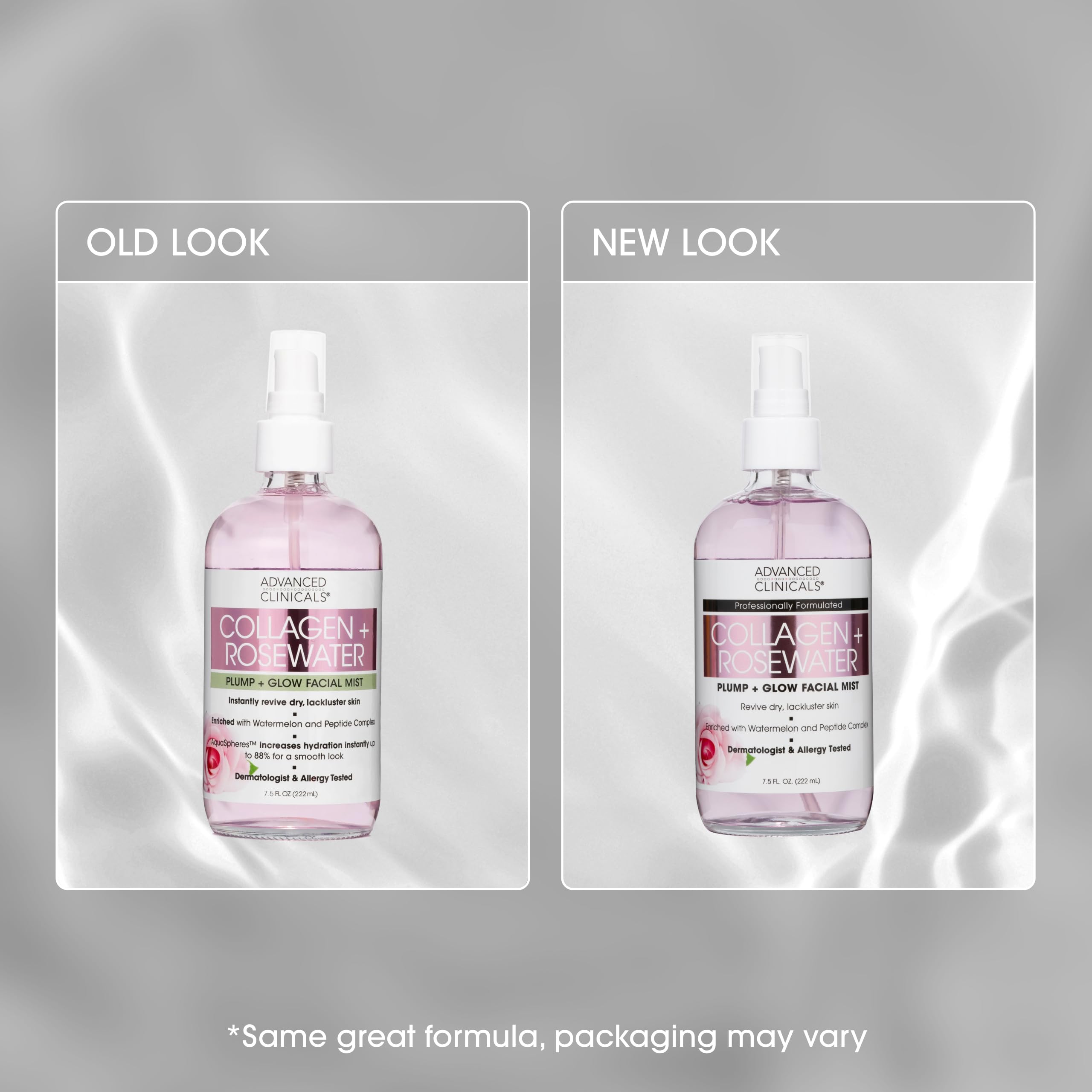 Advanced Clinicals Collagen Rosewater Face Mist in lab setting signaling tested skincare.
