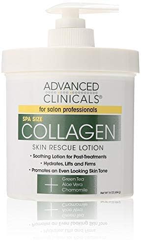 Textura cremosa de Advanced Clinicals Collagen Skin Rescue Lotion para rostro y cuerpo.