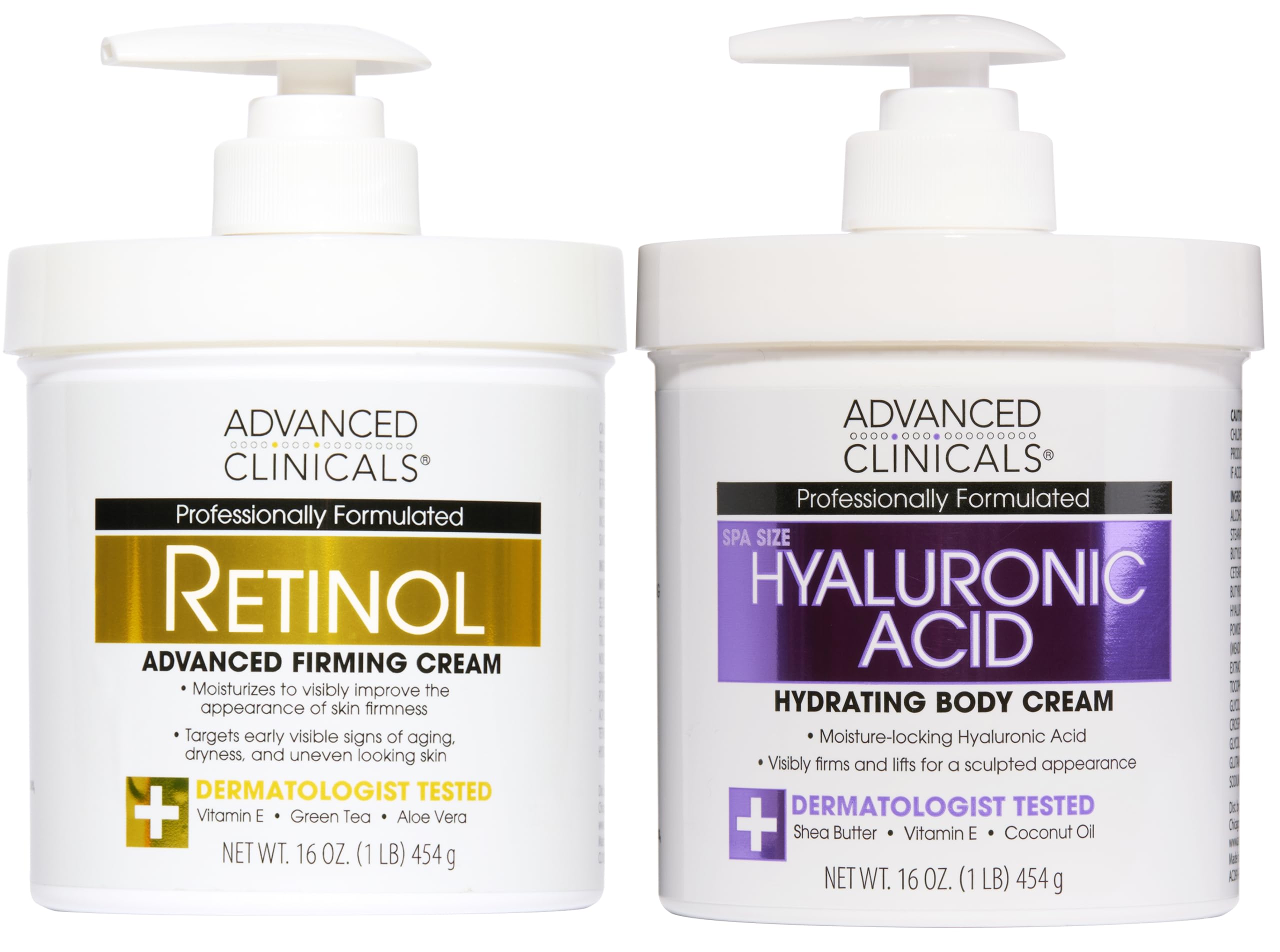 Advanced Clinicals crema retinol cuerpo, hidratación que suaviza líneas.