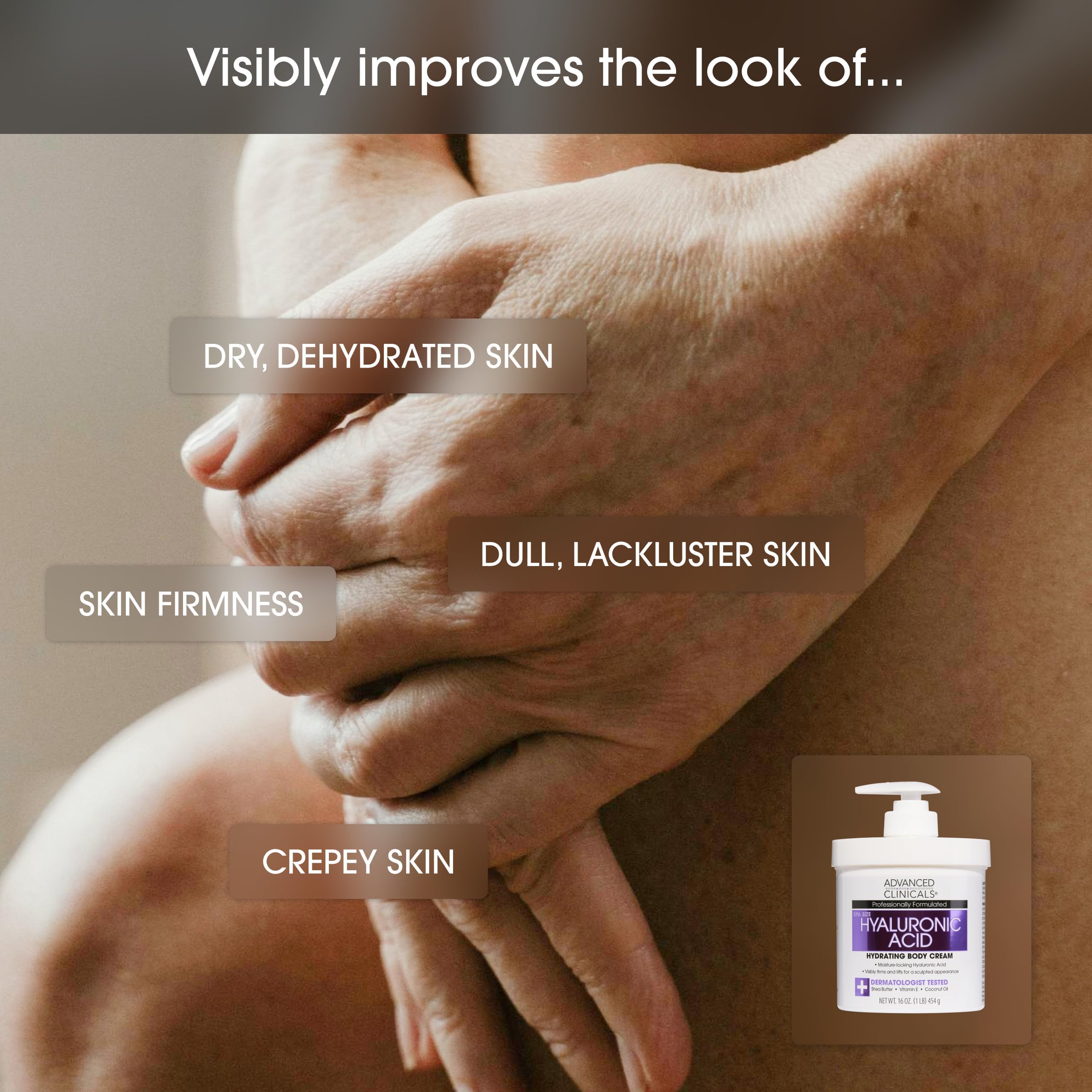 Crème Corps Advanced Clinicals enrichie Panthenol et Vitamine E pour nourrir la peau