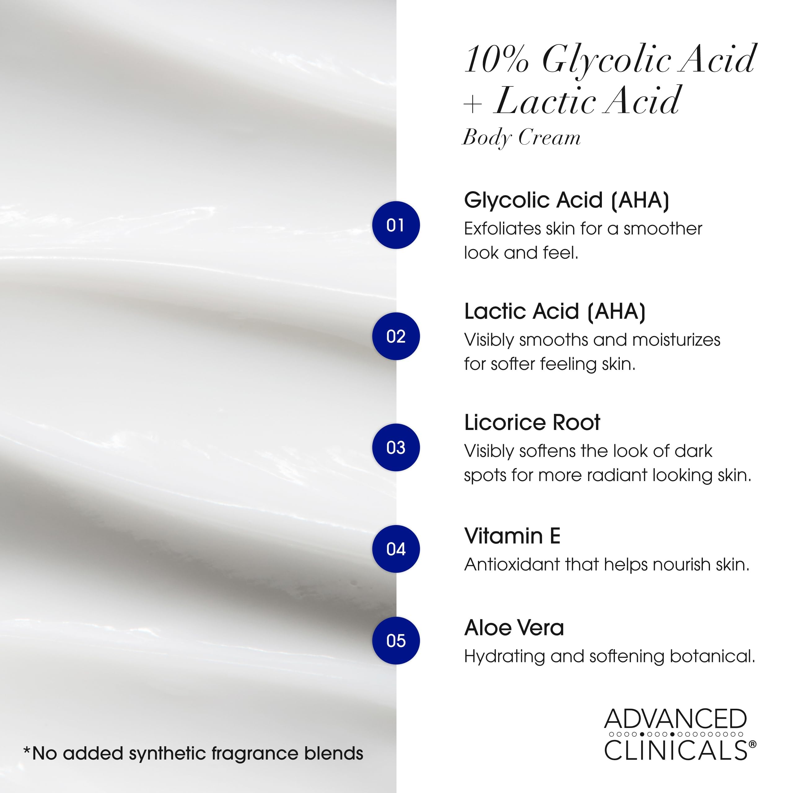 Advanced Clinicals crème corps veloutée hydratante pour peau douce
