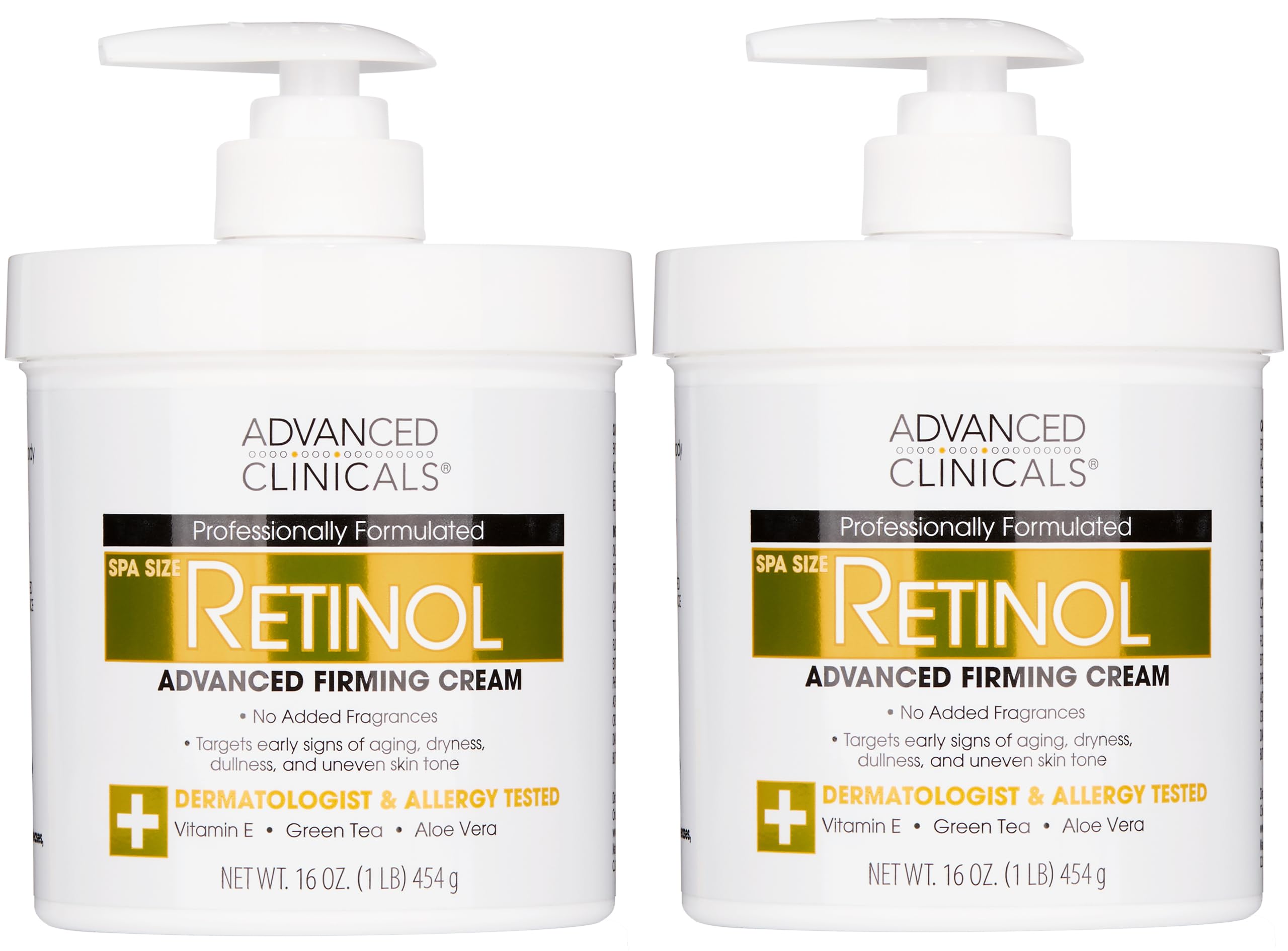 Advanced Clinicals – Crème retinol corps, emballage élégant prêt à l'hydratation.