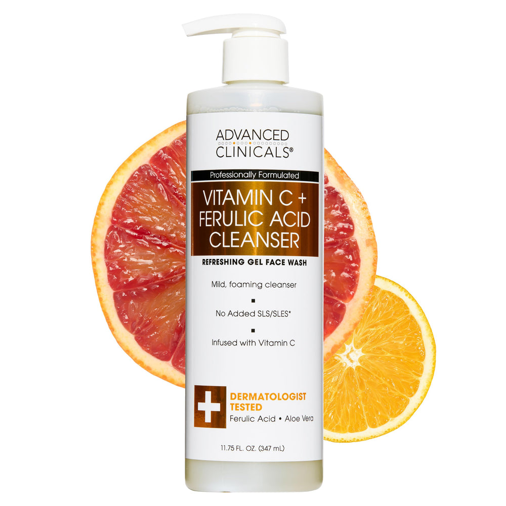 Advanced Clinicals Limpiador suave de Vitamina C, botella-espuma, limpieza suave y piel fresca.