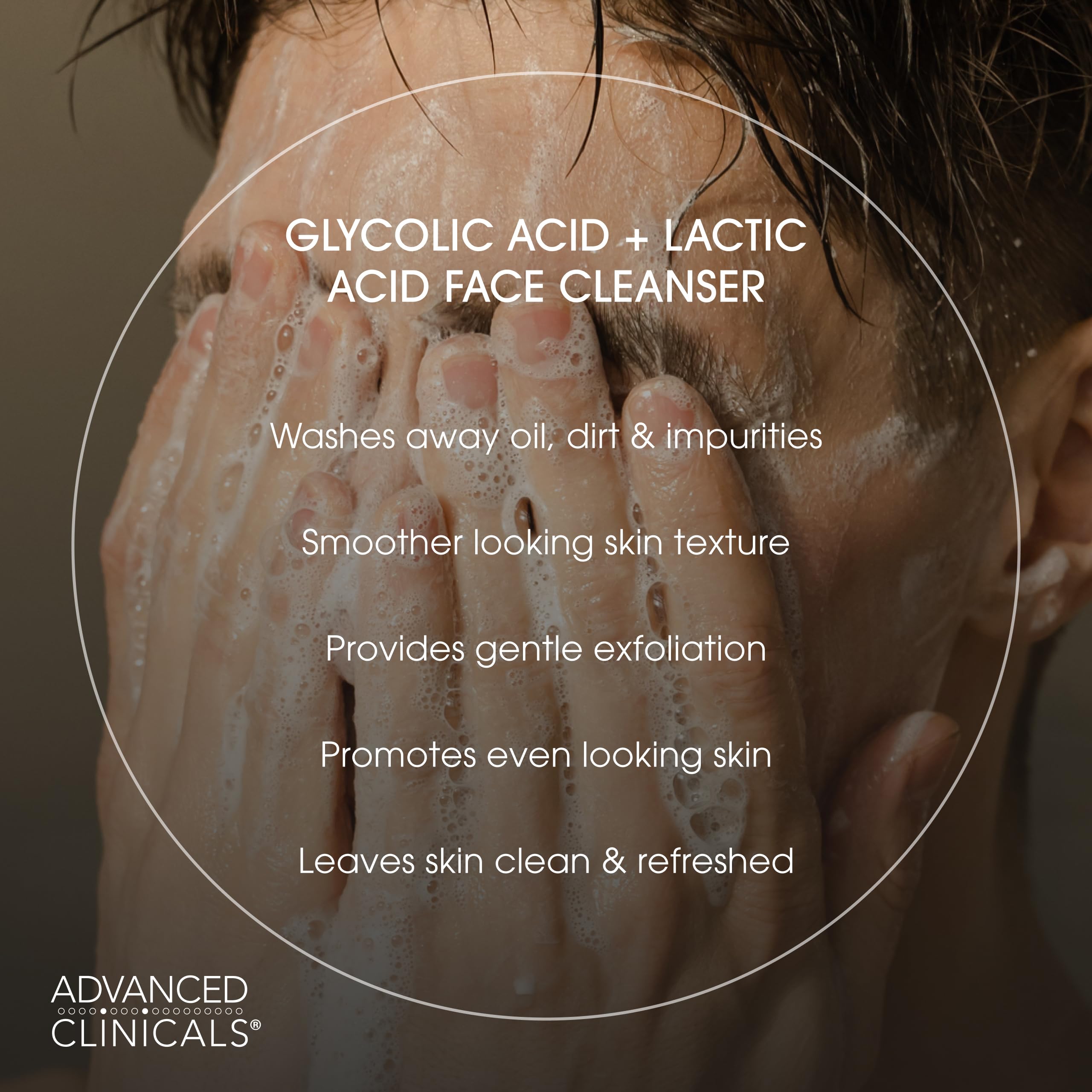 Advanced Clinicals Glycolic Face Wash gel texture delivering a cooling, refreshing cleanse.