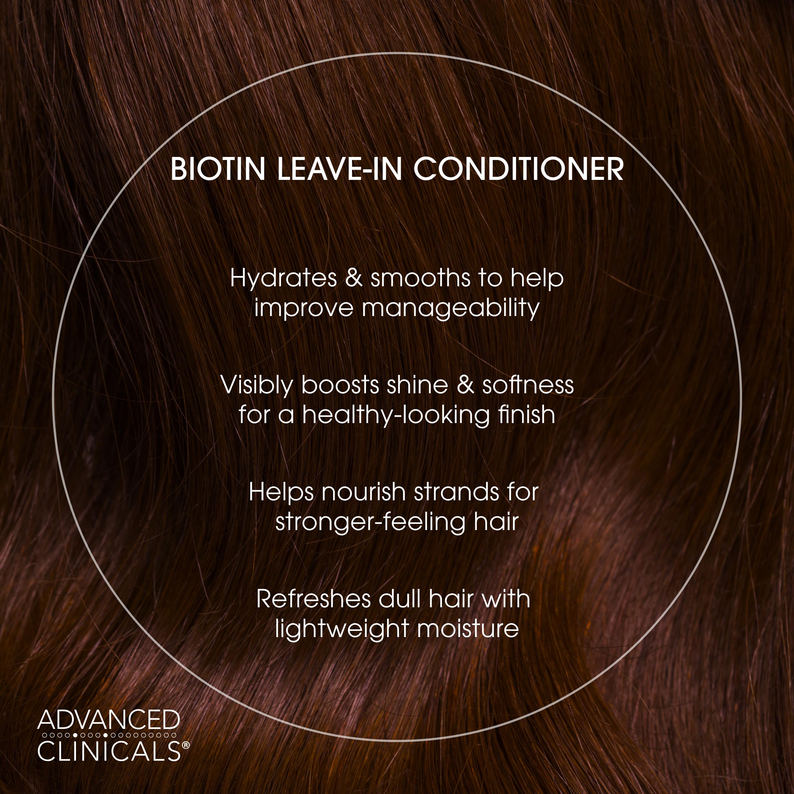 Advanced Clinicals Hair Spray texture on hair reveals smooth, light finish.