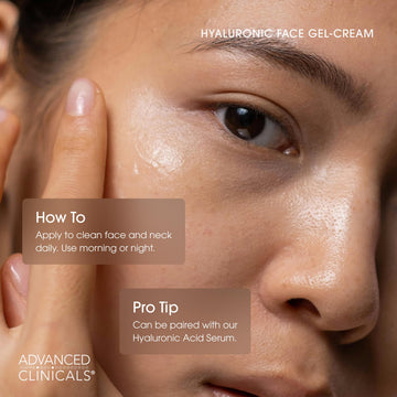 Advanced Clinicals Hyaluronic Acid Gel on back of hand showing quick absorption.