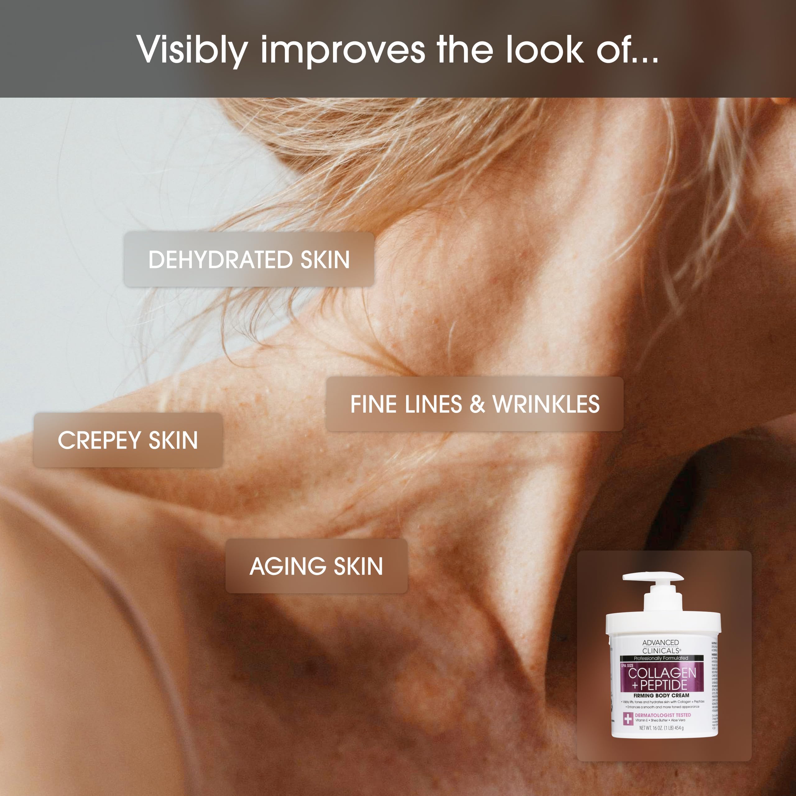 Advanced Clinicals lotion hyaluronique with squalane, algue, douceur durable.