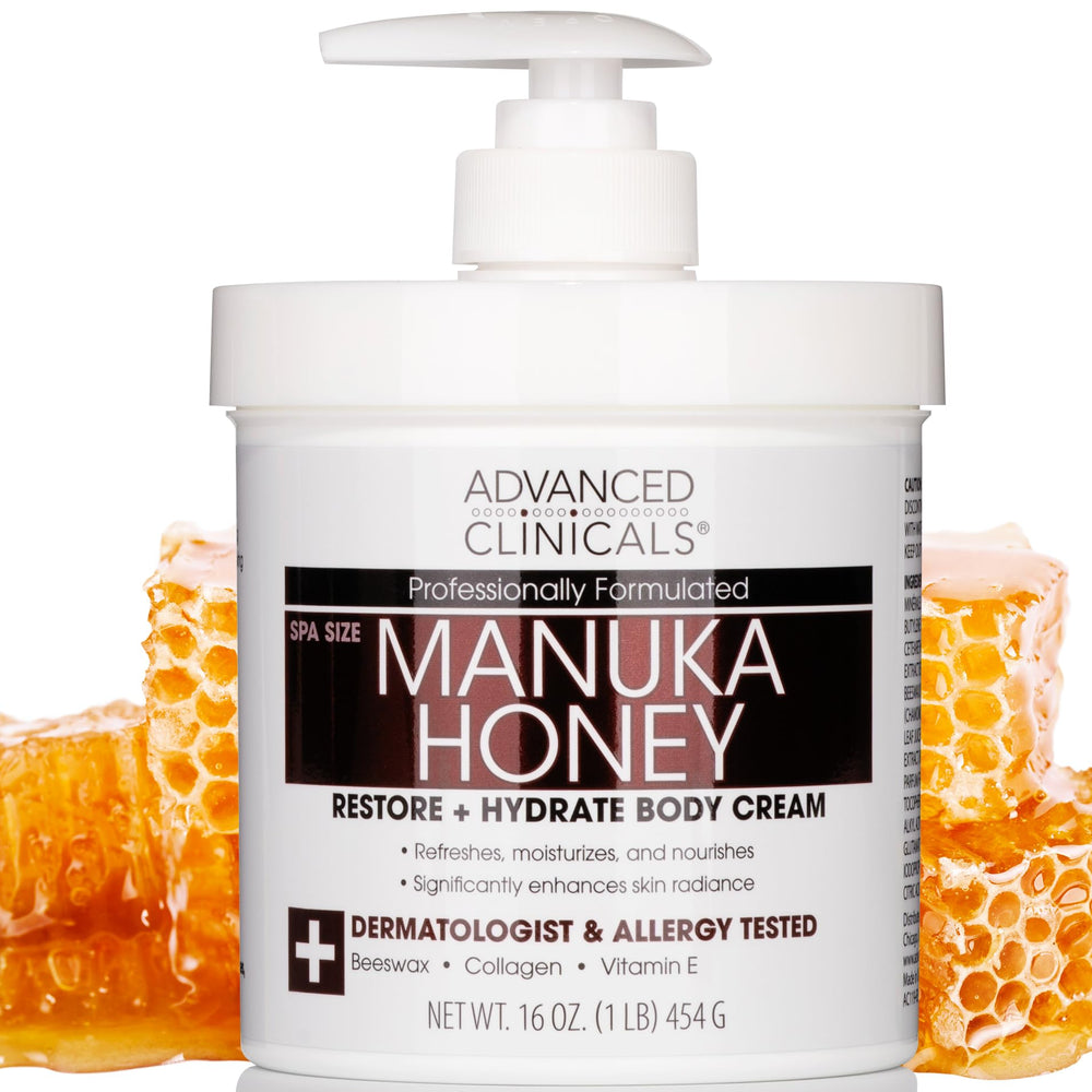Advanced Clinicals Miel de Manuka crema corporal en botella para hidratación profunda