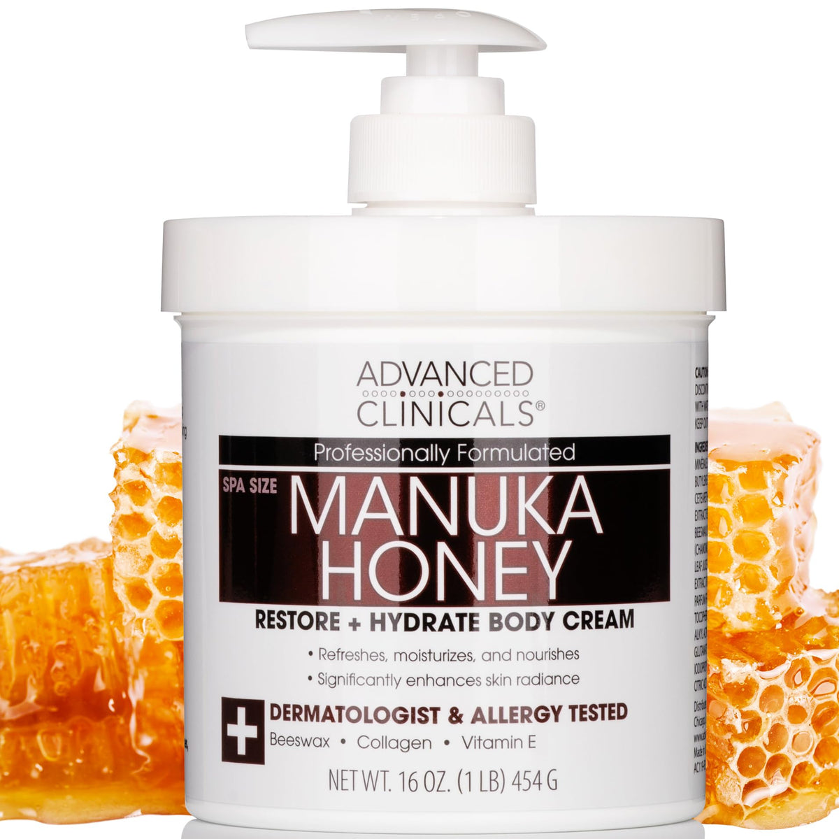 Advanced Clinicals Miel de Manuka crema corporal en botella para hidratación profunda