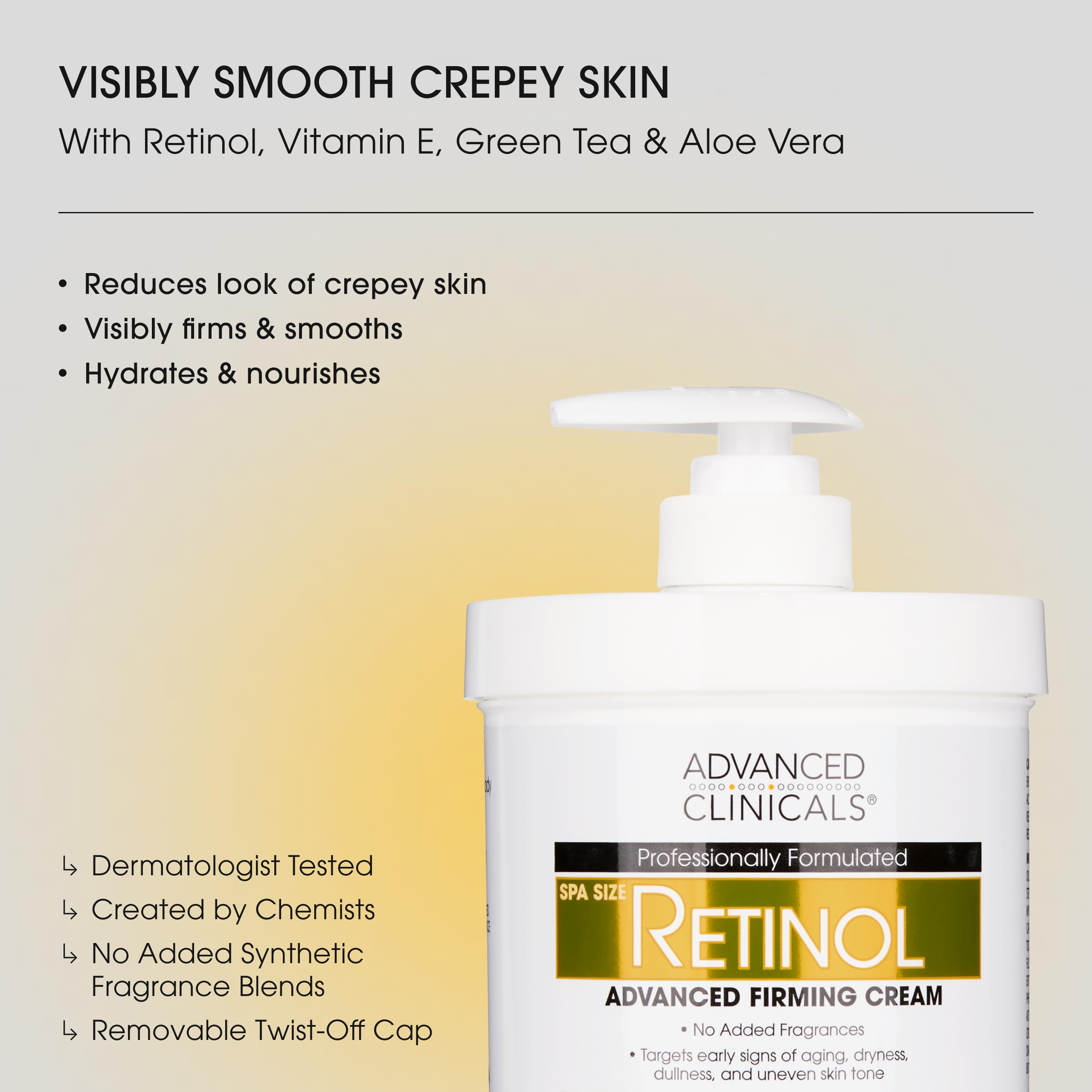 Advanced Clinicals Crème Rétinol Corps : effet lissage des ridules.
