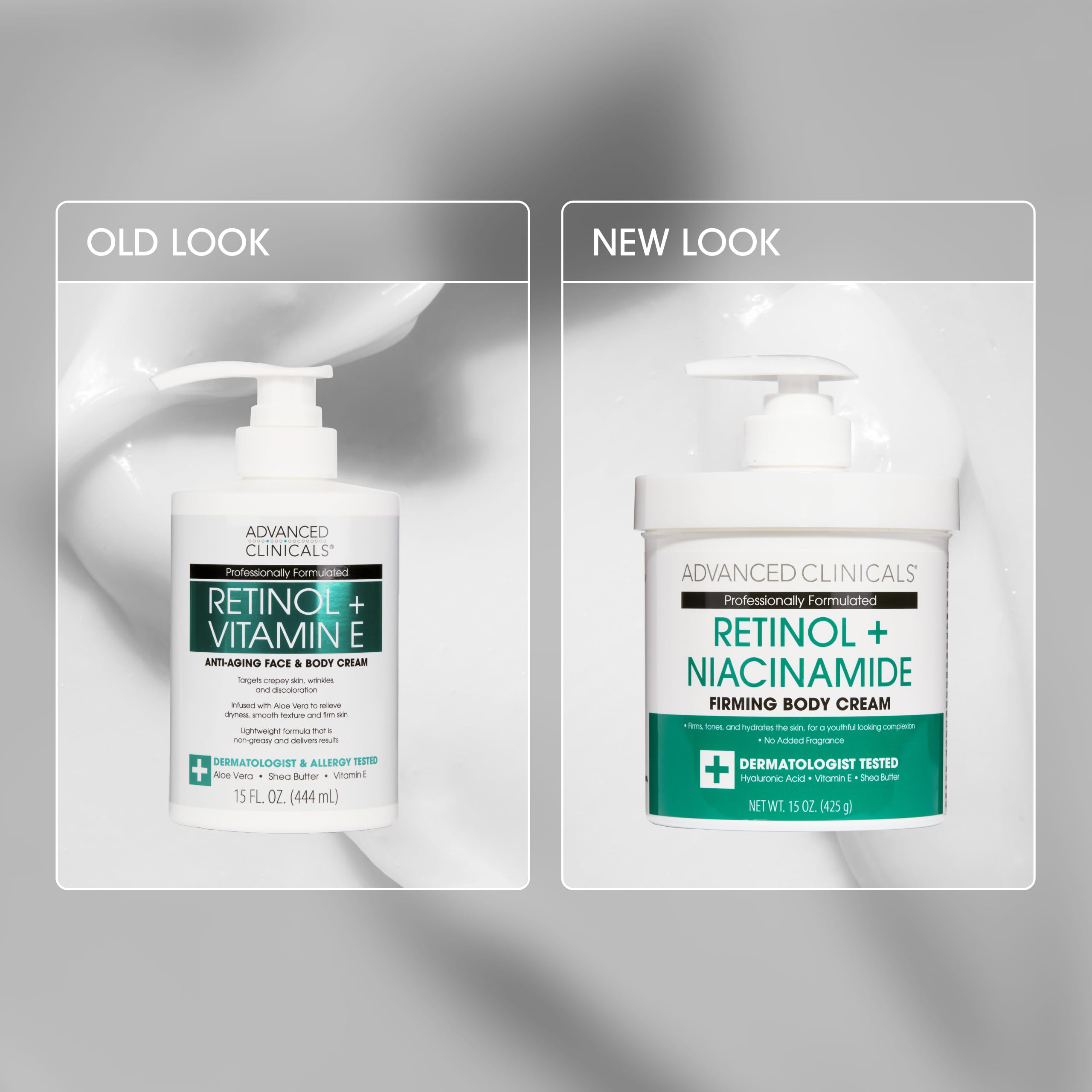 Aplicación nocturna de Advanced Clinicals Retinol Cuerpo para piel descansada.