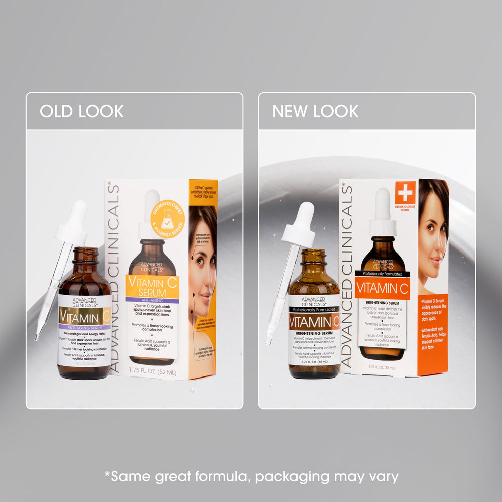 Advanced Clinicals serum vitamina C caja presenta una formula profesional.