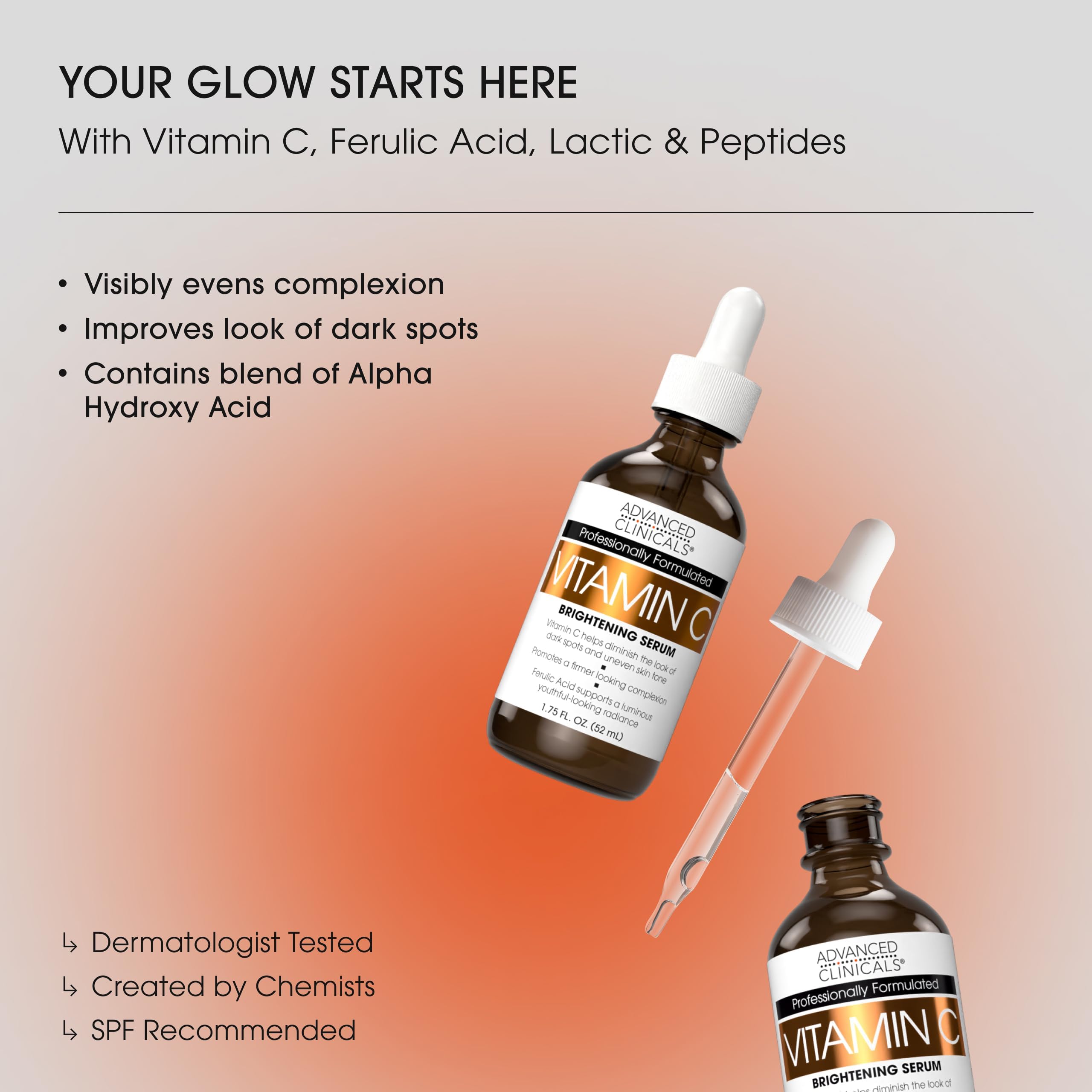 Advanced Clinicals serum vitamina C textura gel ligera para hidratacion rapida.