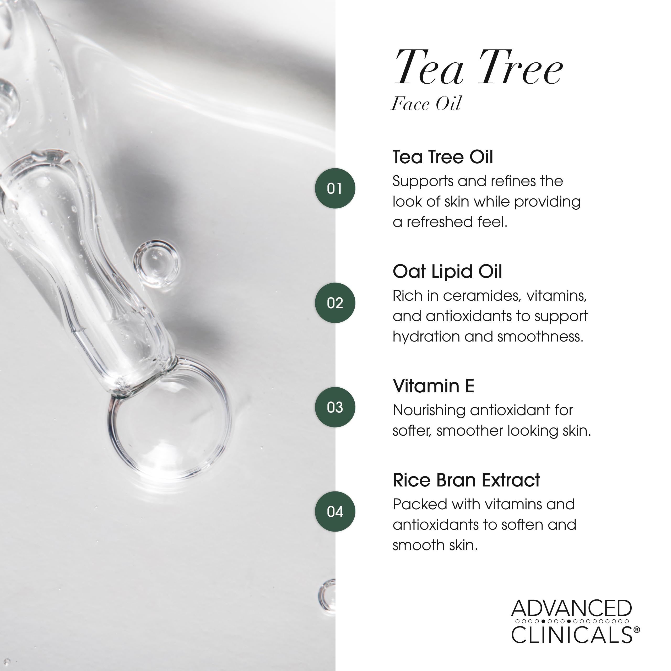 Applying Advanced Clinicals Tea Tree Oil Serum to clean face and neck